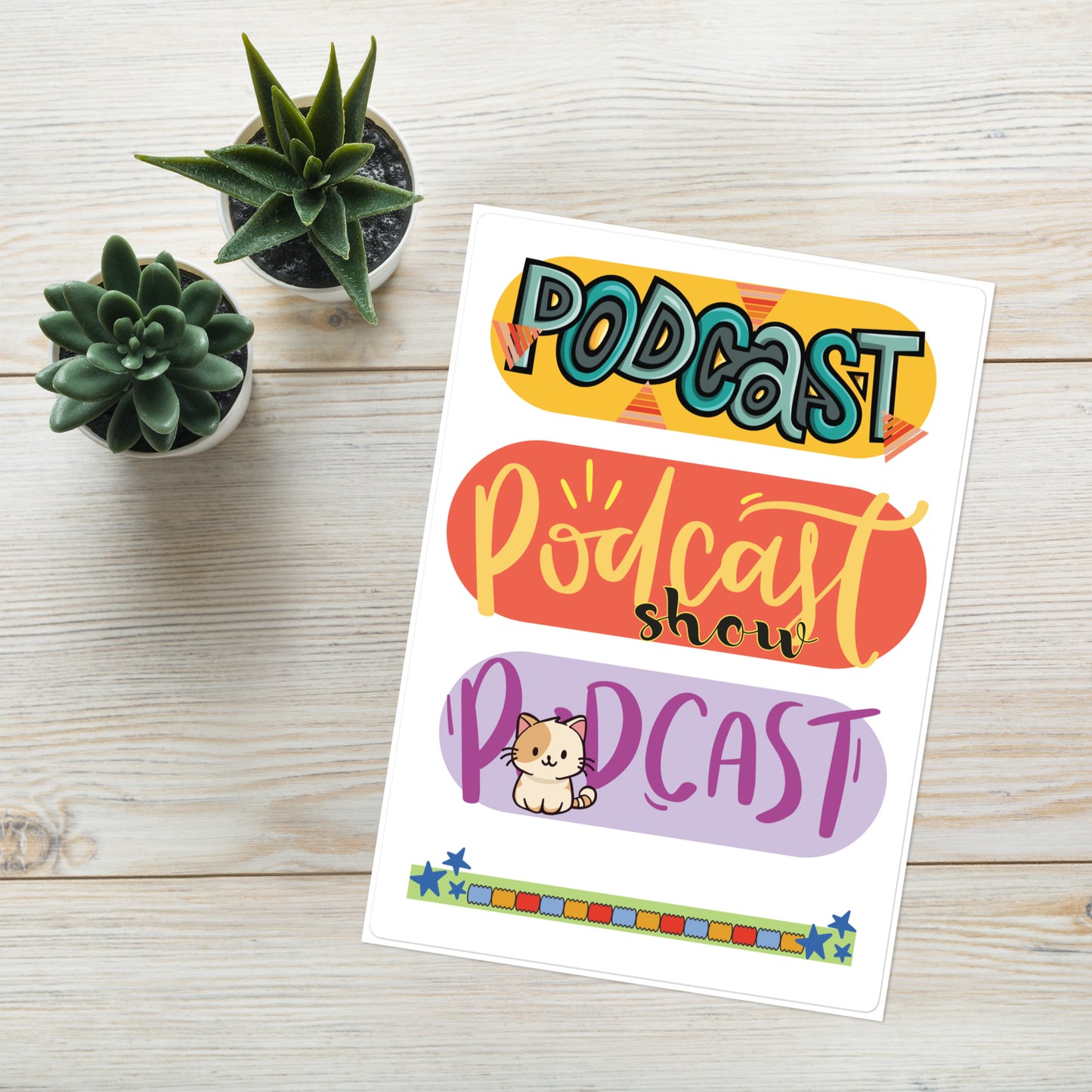 Podcast Recording Booth Sticker Sheet Large