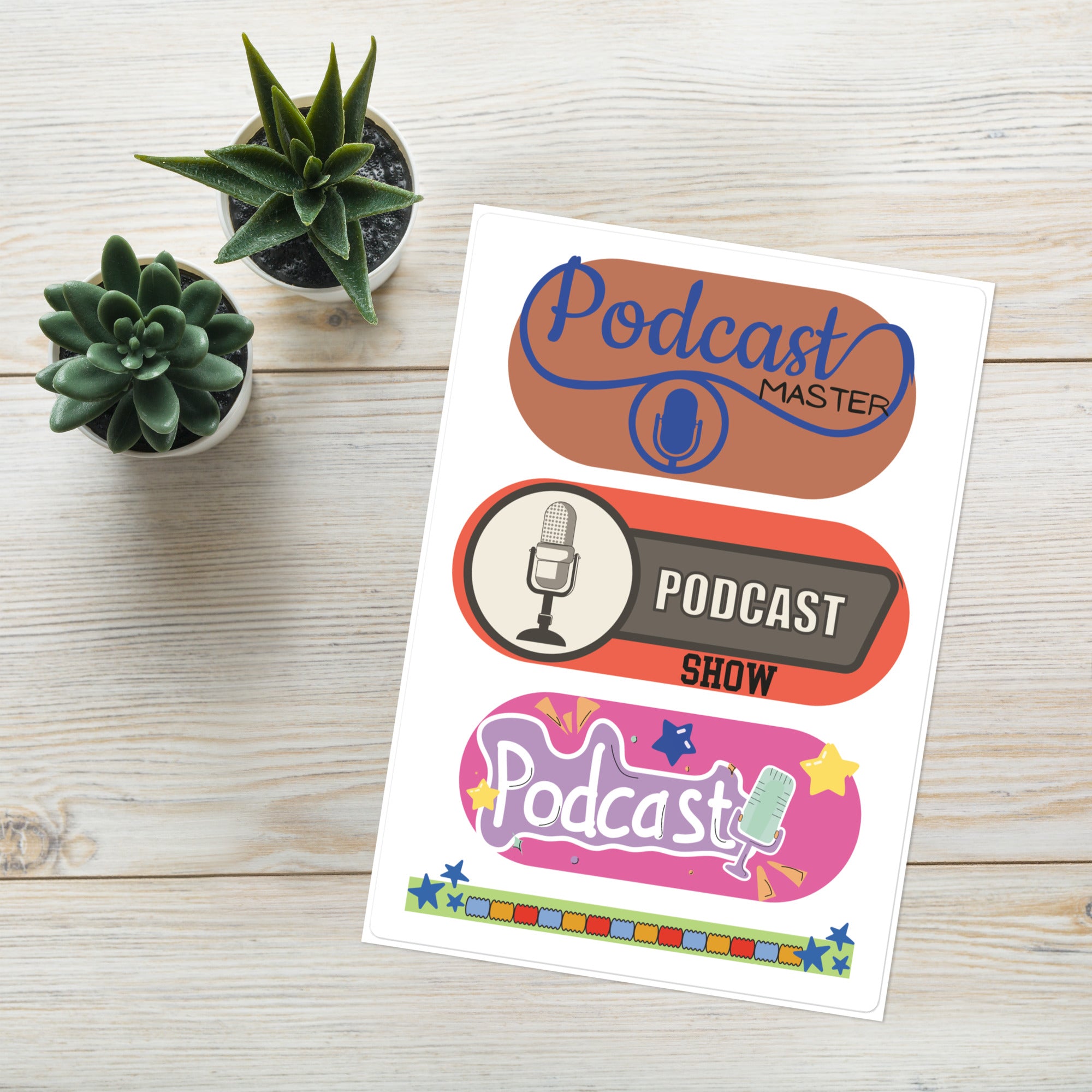 Podcast Recording Booth Sticker Sheet Large