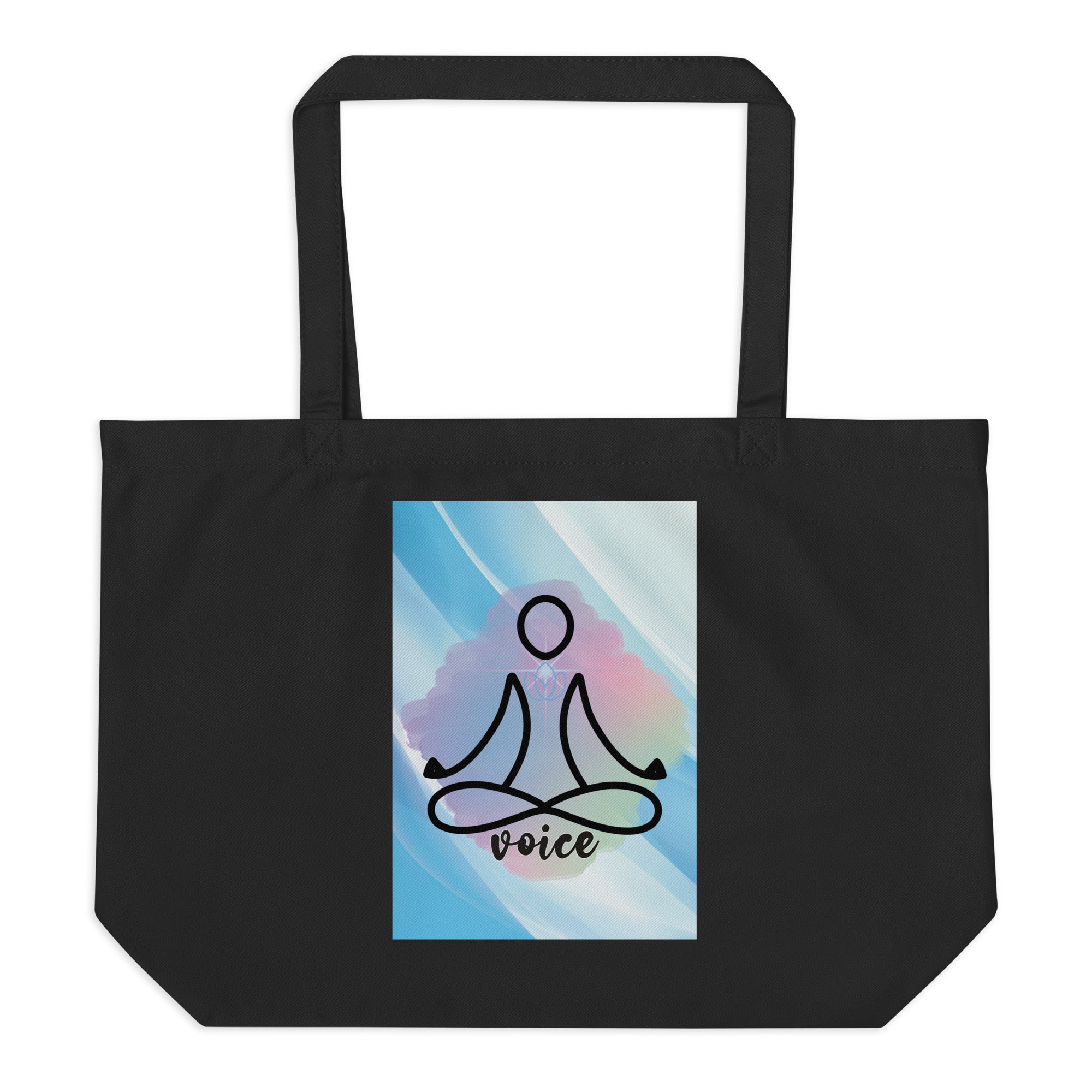 SOTVO Voice Actor Large Organic Cotton Tote Bag: Zen Yoga Style