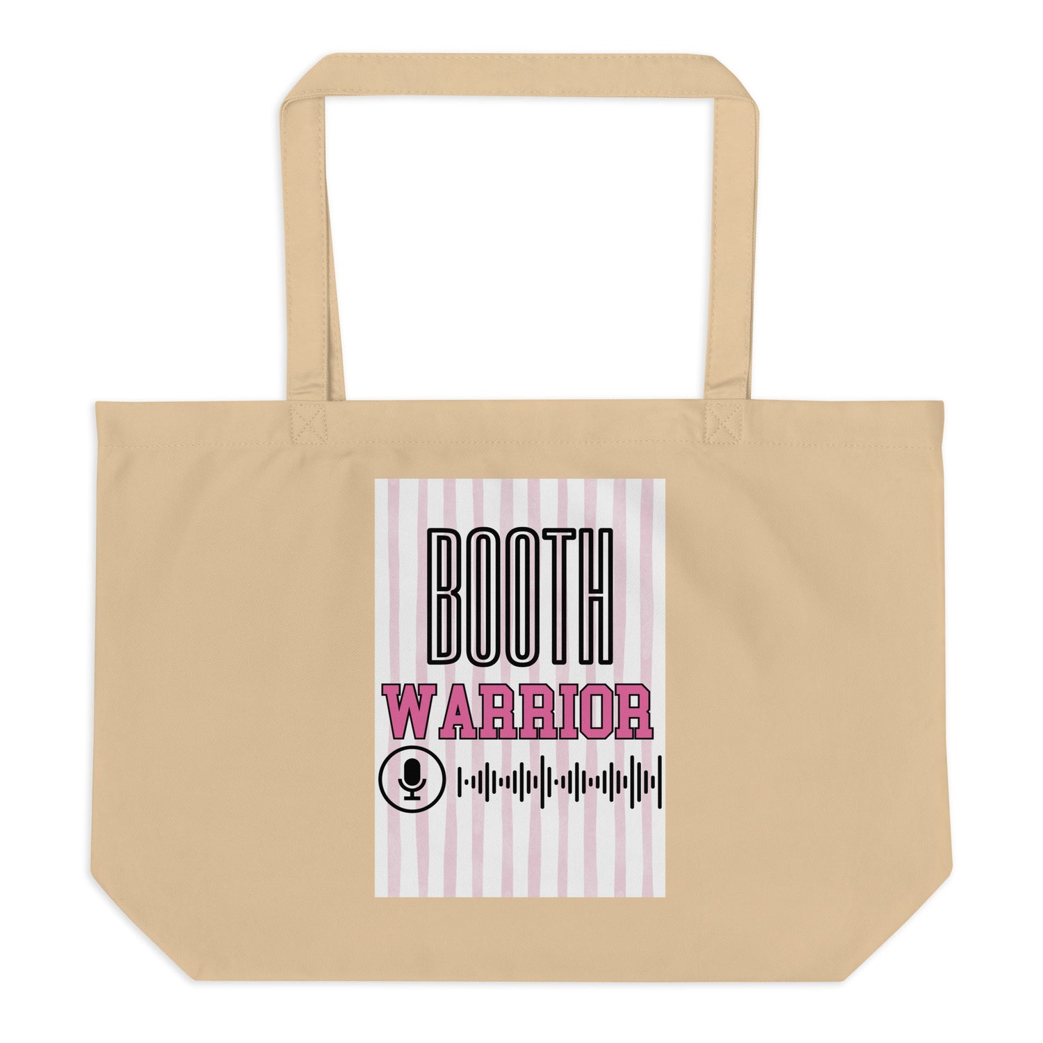 SOTVO Voice Actor Large Organic Cotton Tote Bag: Pink Booth Warrior Style