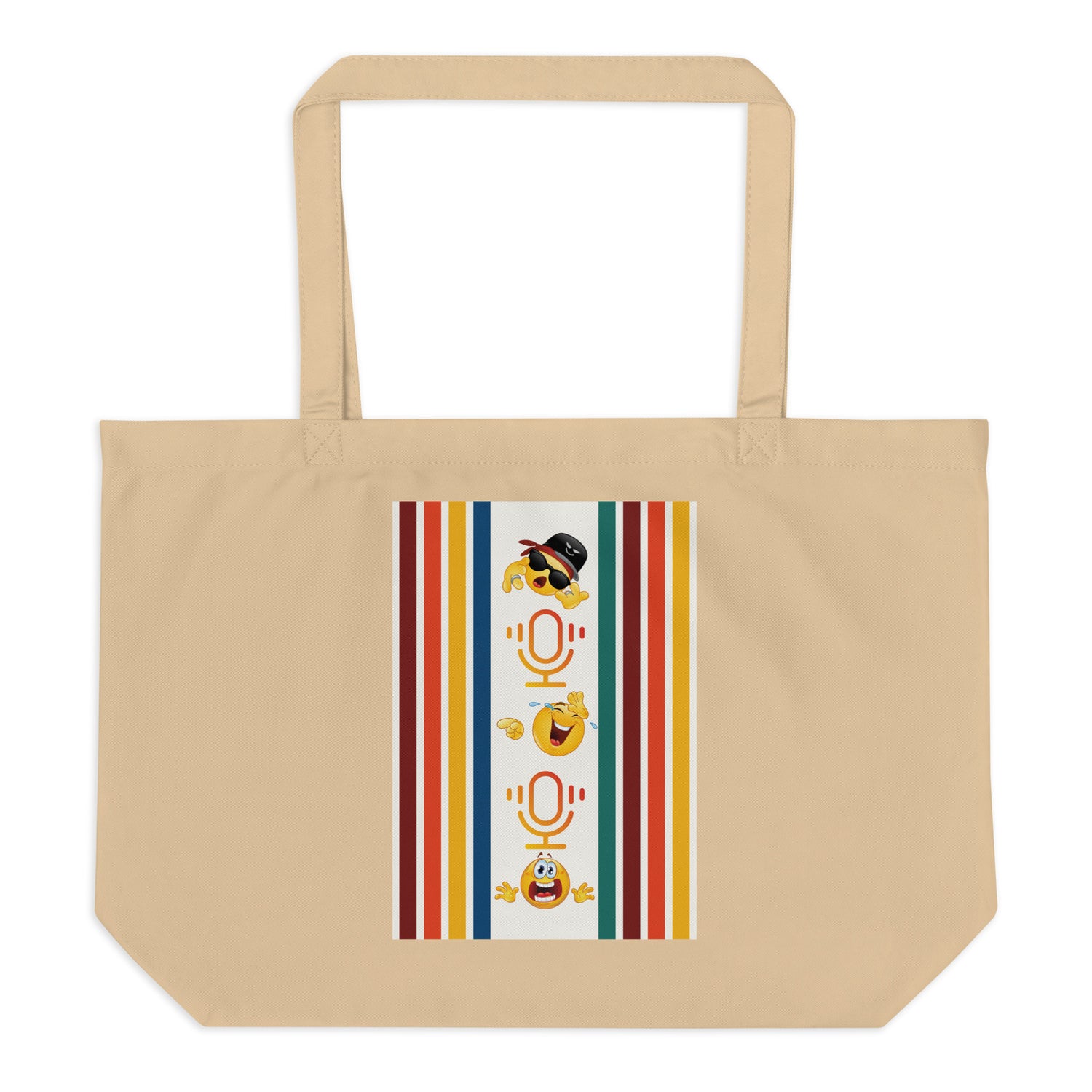 SOTVO Voice Actor Large Organic Cotton Tote Bag: Emoji Style