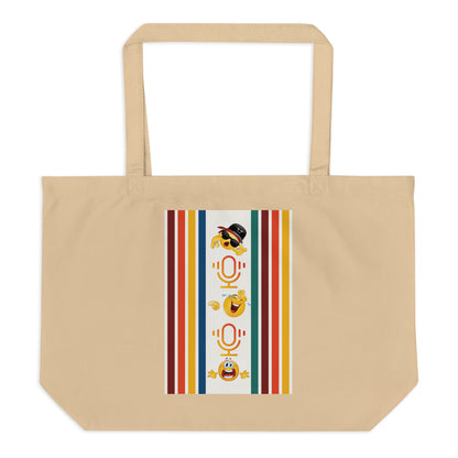 SOTVO Voice Actor Large Organic Cotton Tote Bag: Emoji Style