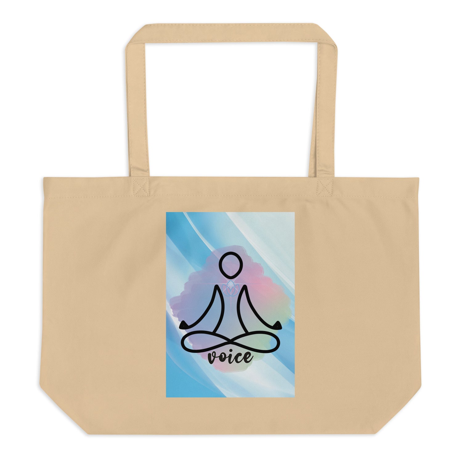 SOTVO Voice Actor Large Organic Cotton Tote Bag: Zen Yoga Style