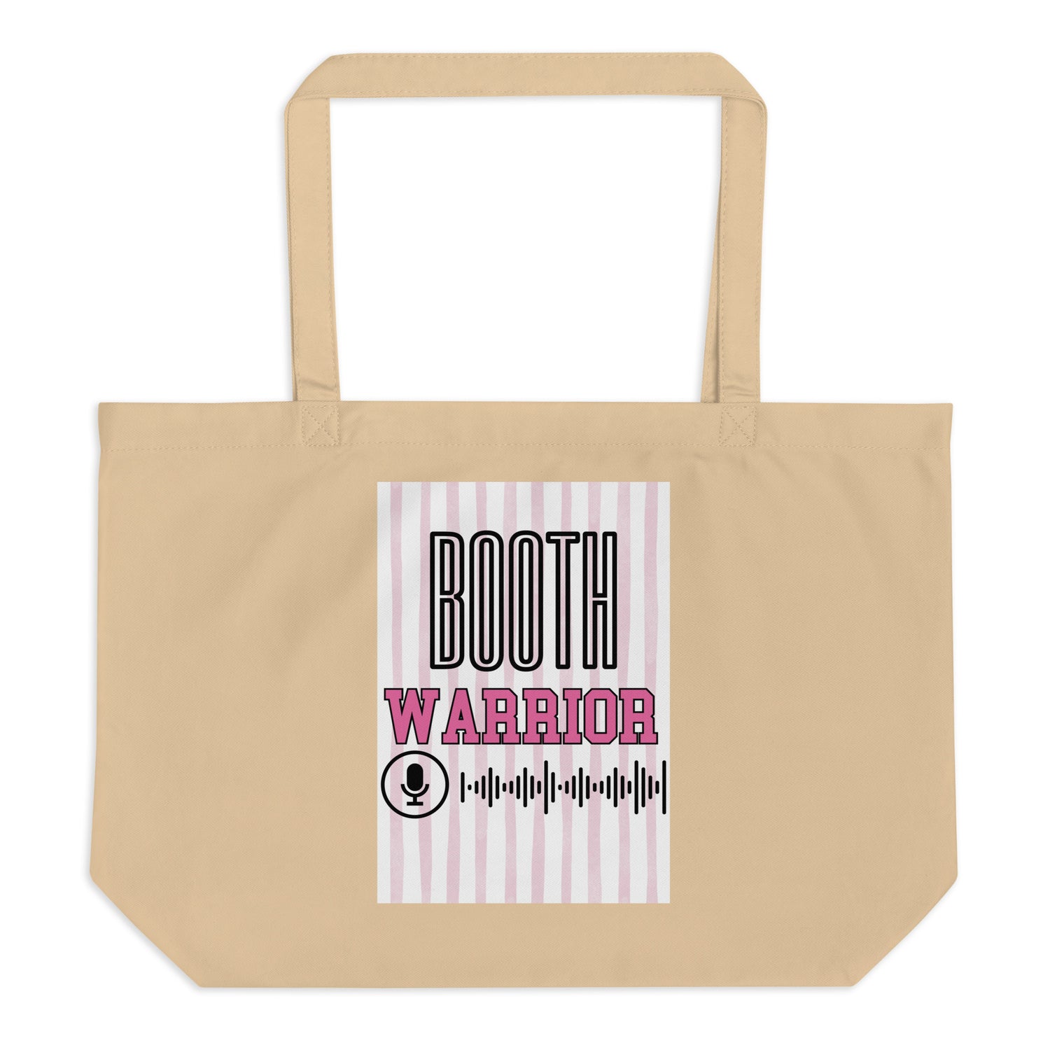 SOTVO Voice Actor Large Organic Cotton Tote Bag: Pink Booth Warrior Style