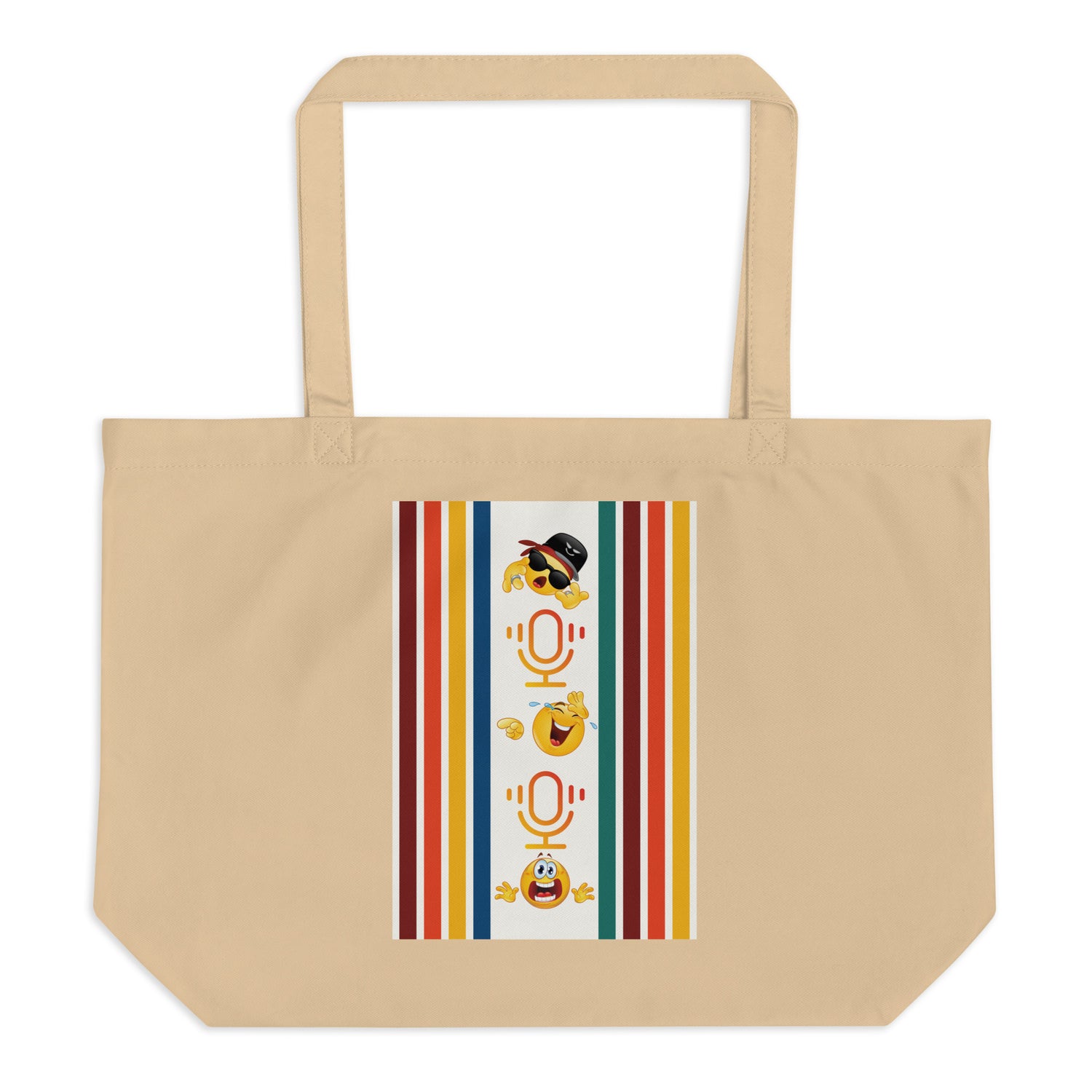 SOTVO Voice Actor Large Organic Cotton Tote Bag: Emoji Style