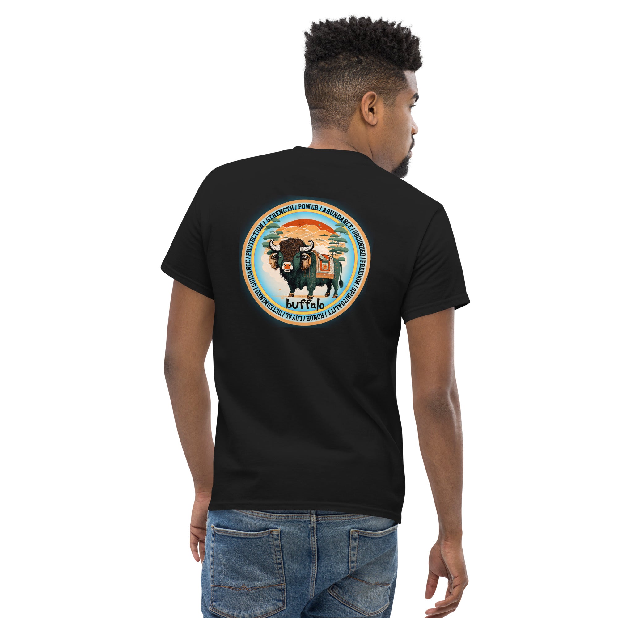 Mascot Spirit Animal Totem:  BUFFALO: Men’s Classic Tee T-Shirt: Gildan