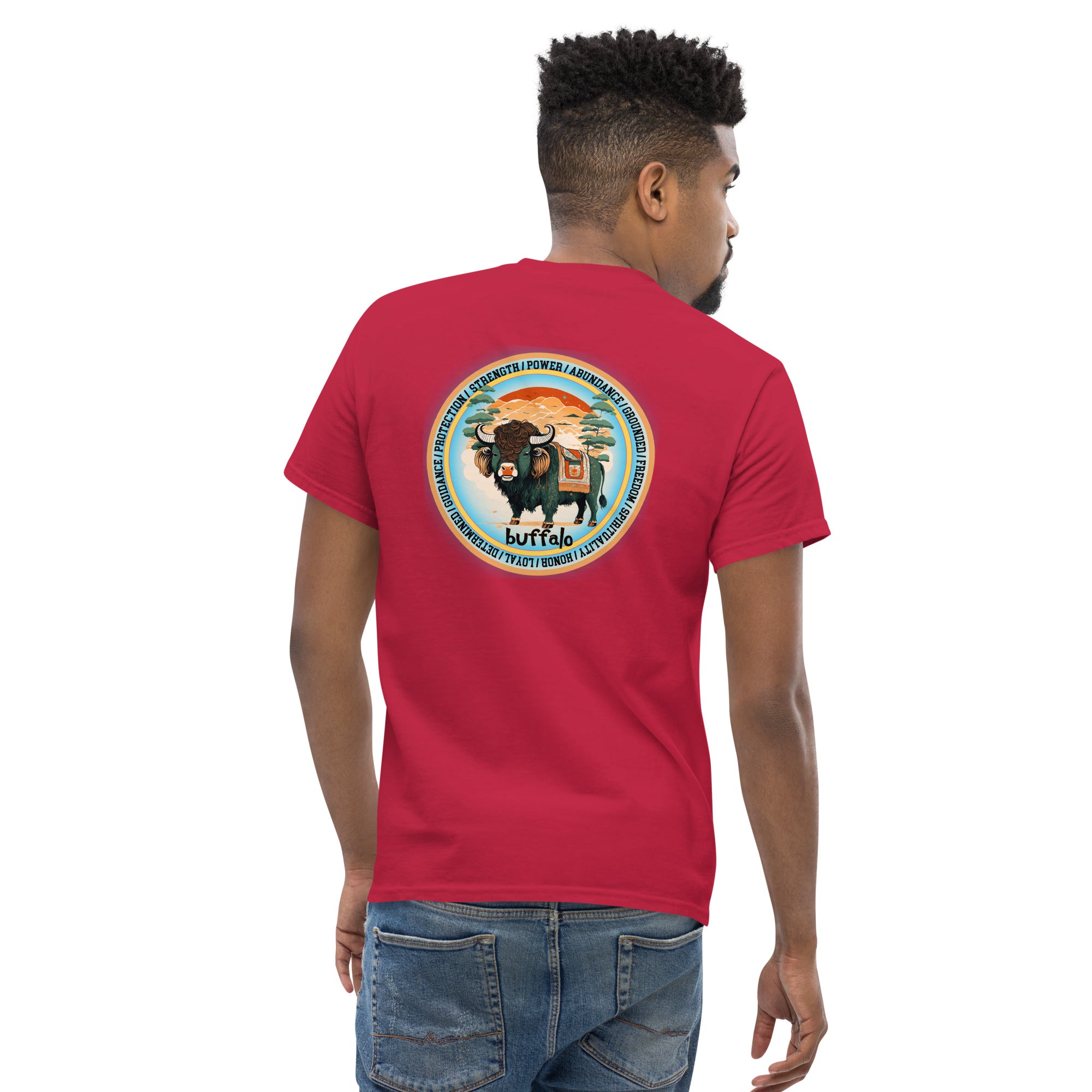 Mascot Spirit Animal Totem:  BUFFALO: Men’s Classic Tee T-Shirt: Gildan