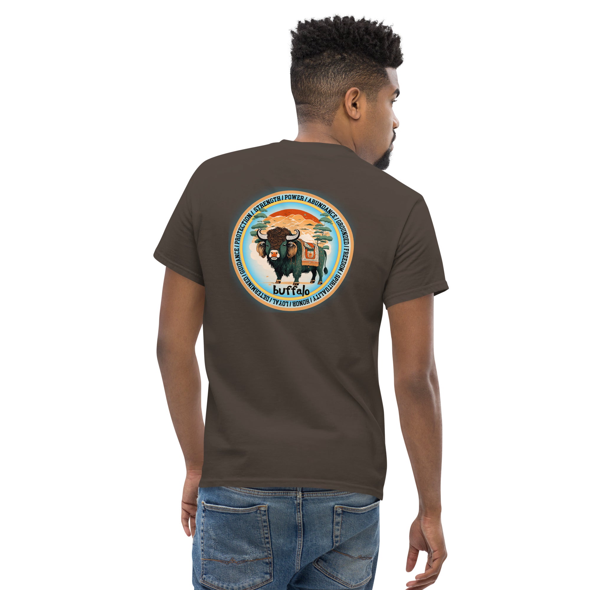 Mascot Spirit Animal Totem:  BUFFALO: Men’s Classic Tee T-Shirt: Gildan