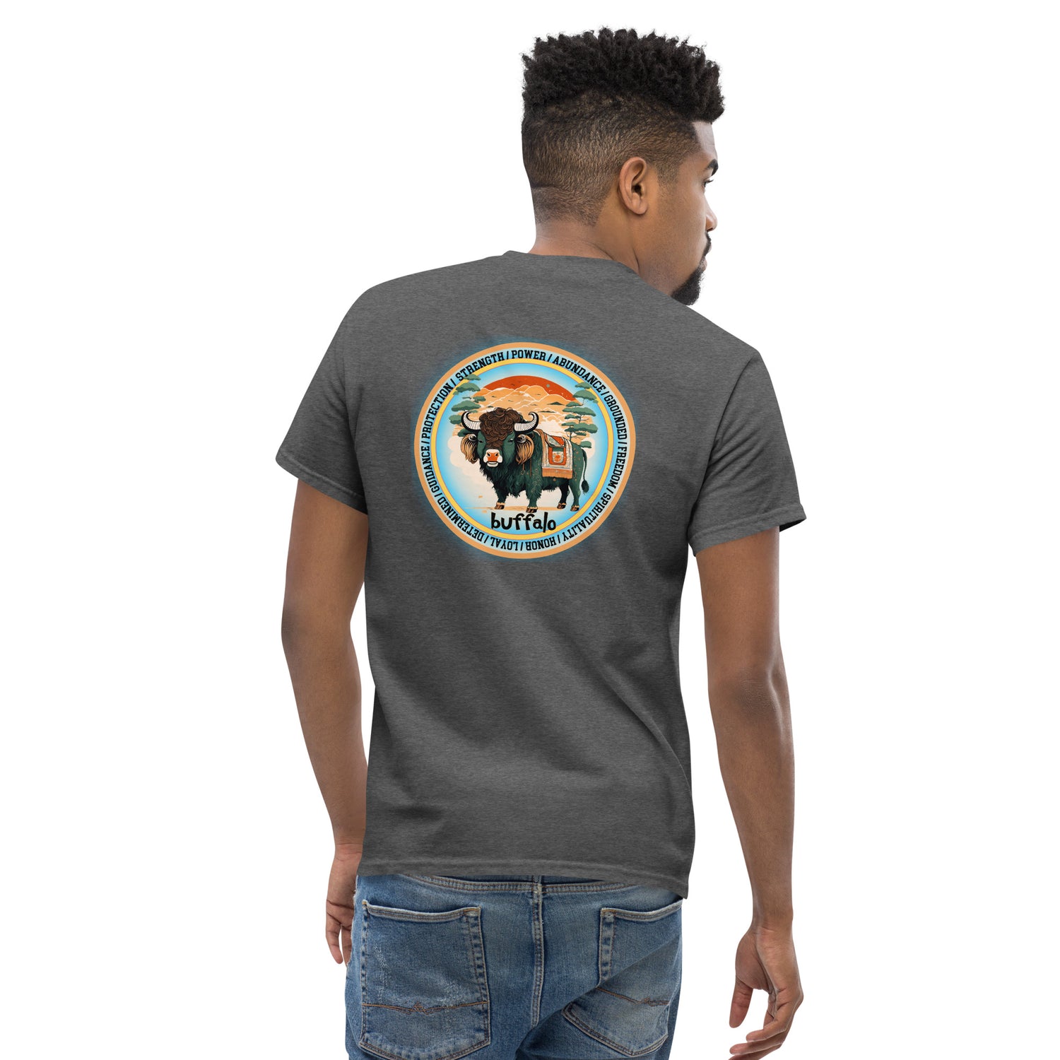 Mascot Spirit Animal Totem:  BUFFALO: Men’s Classic Tee T-Shirt: Gildan