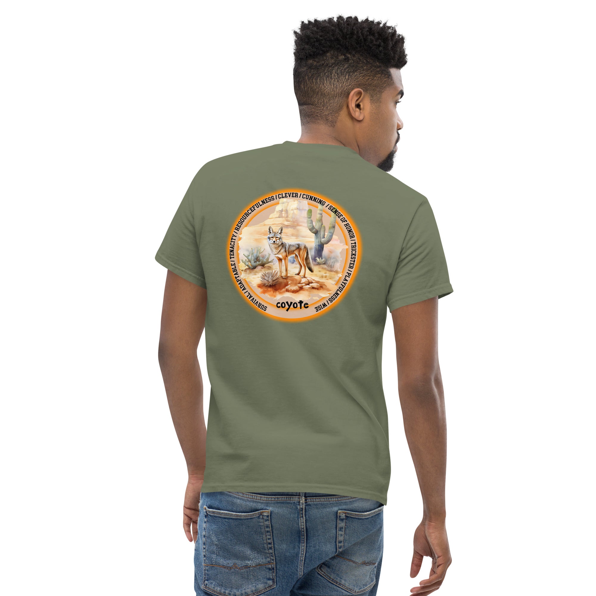 Mascot Spirit Animal Totem:  COYOTE: Men’s Classic Tee T-Shirt: Gildan