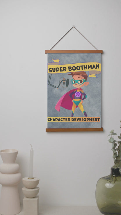 Super Boothman: Character Development: Stylish Hanging Art Poster w/Natural Wood