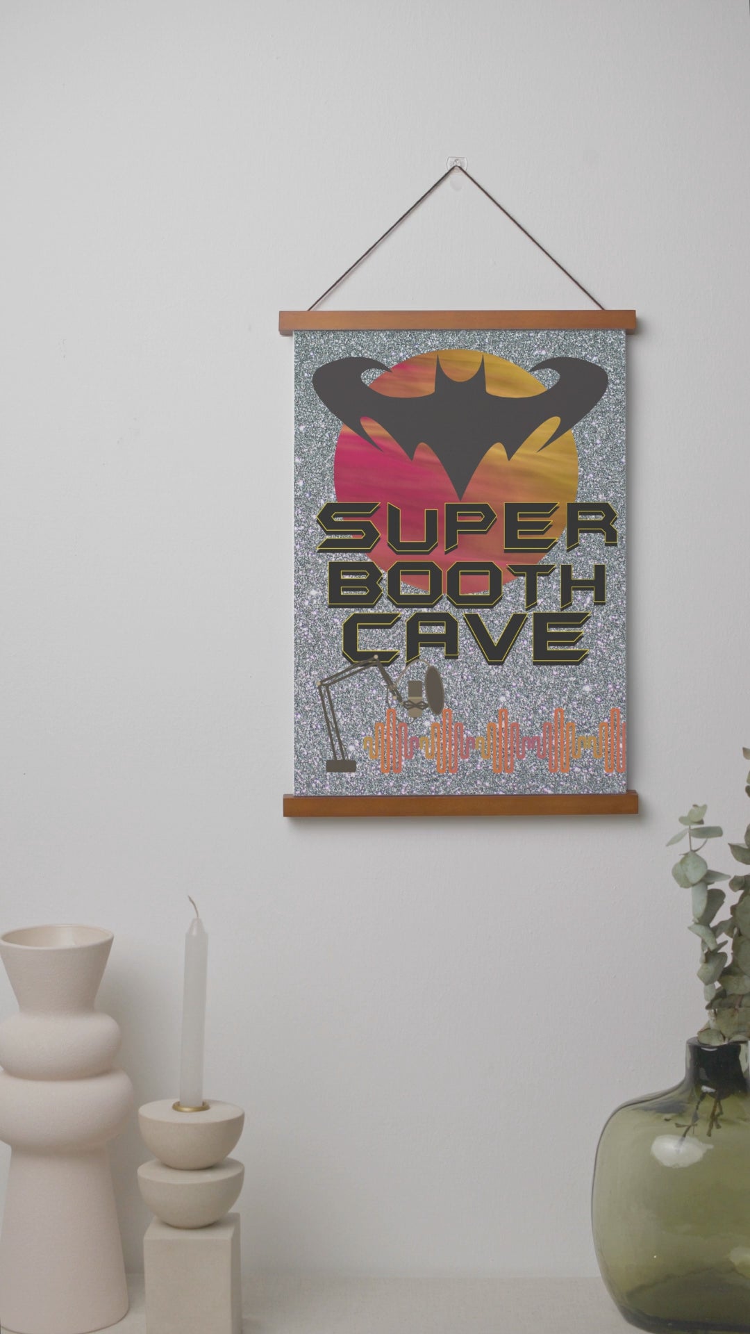 Super Booth Cave: Stylish Hanging Art Poster w/Natural Wood