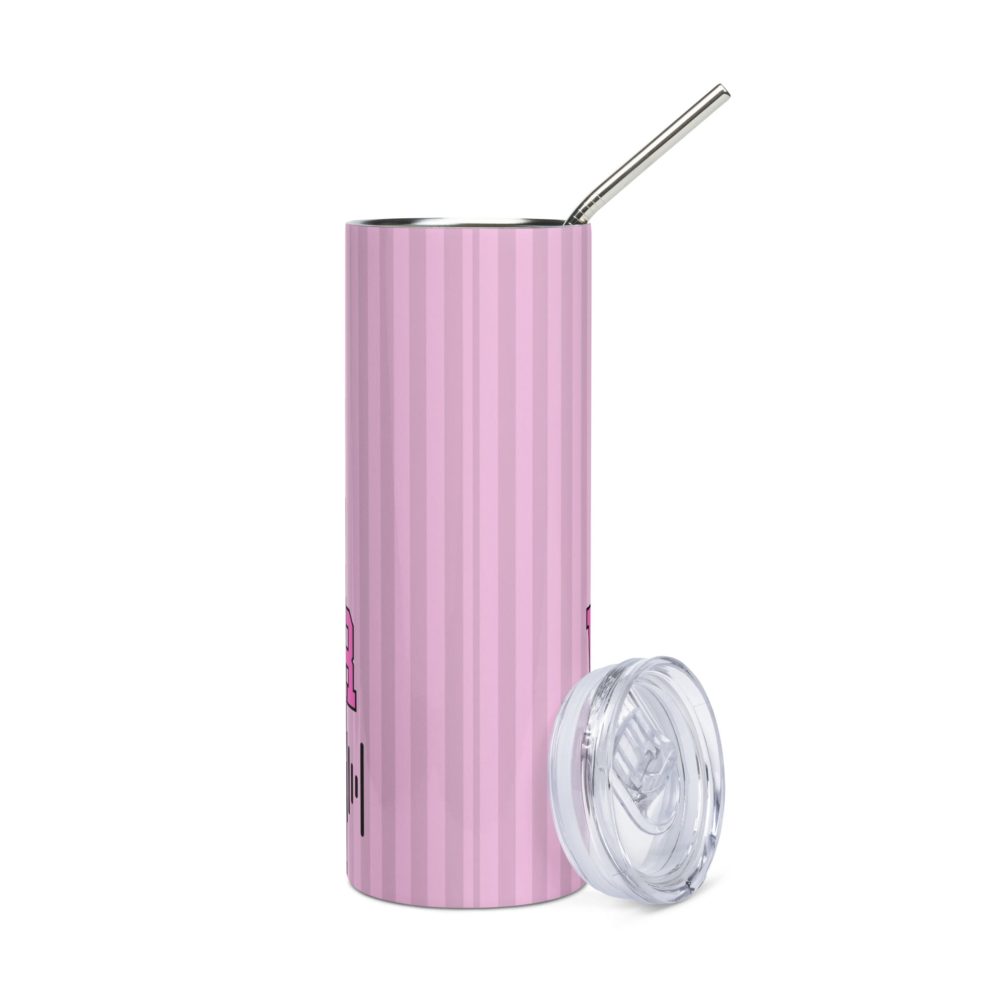 Booth Warrior Voice Over: Pink: Reusable Stainless Steel Water Tumbler w/Straw