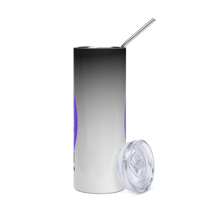 Japanese Voice Calligraphy Symbol: Voice Over: Reusable Stainless Steel Water Tumbler w/Straw