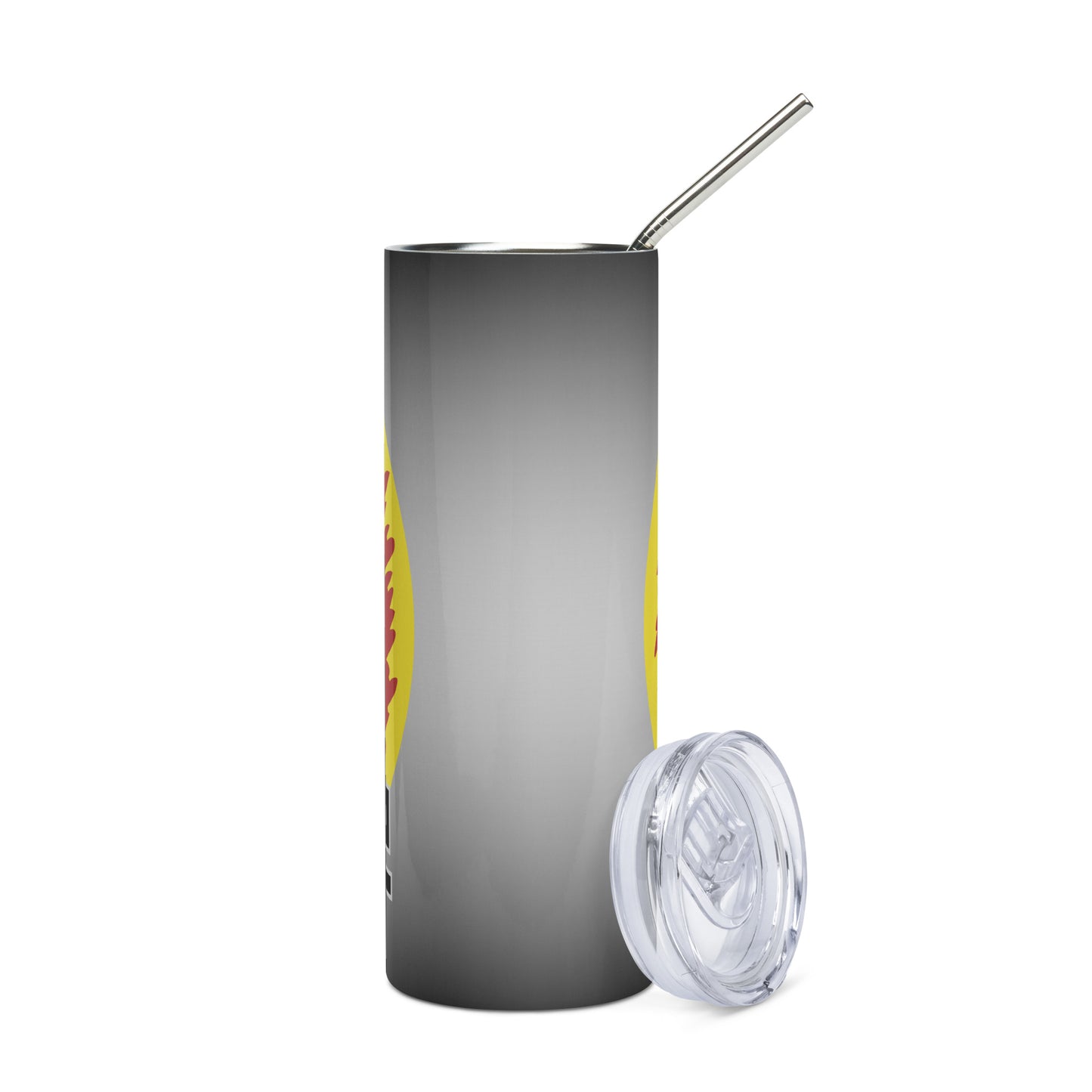 Japanese Voice Calligraphy Symbol: Voice Over: Reusable Stainless Steel Water Tumbler w/Straw