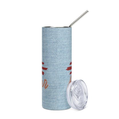 Southwestern Boot Wear: Reusable Stainless Steel Water Tumbler w/Straw