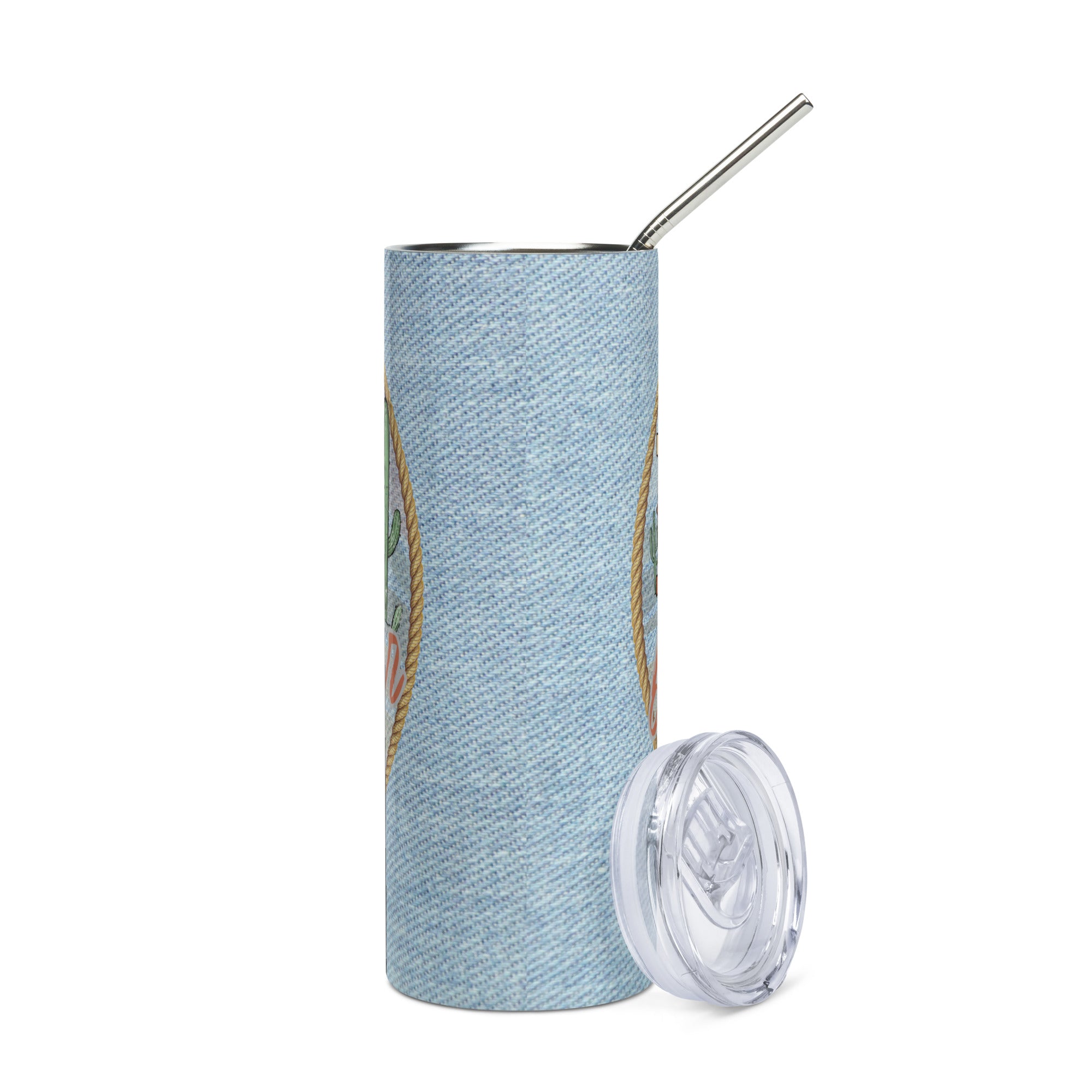 Country Western Howdy: Booth Wear: Reusable Stainless Steel Water Tumbler w/Straw