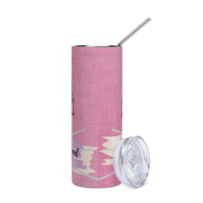 Meow...Reading With A Friends: Reusable Stainless Steel Water Tumbler w/Straw