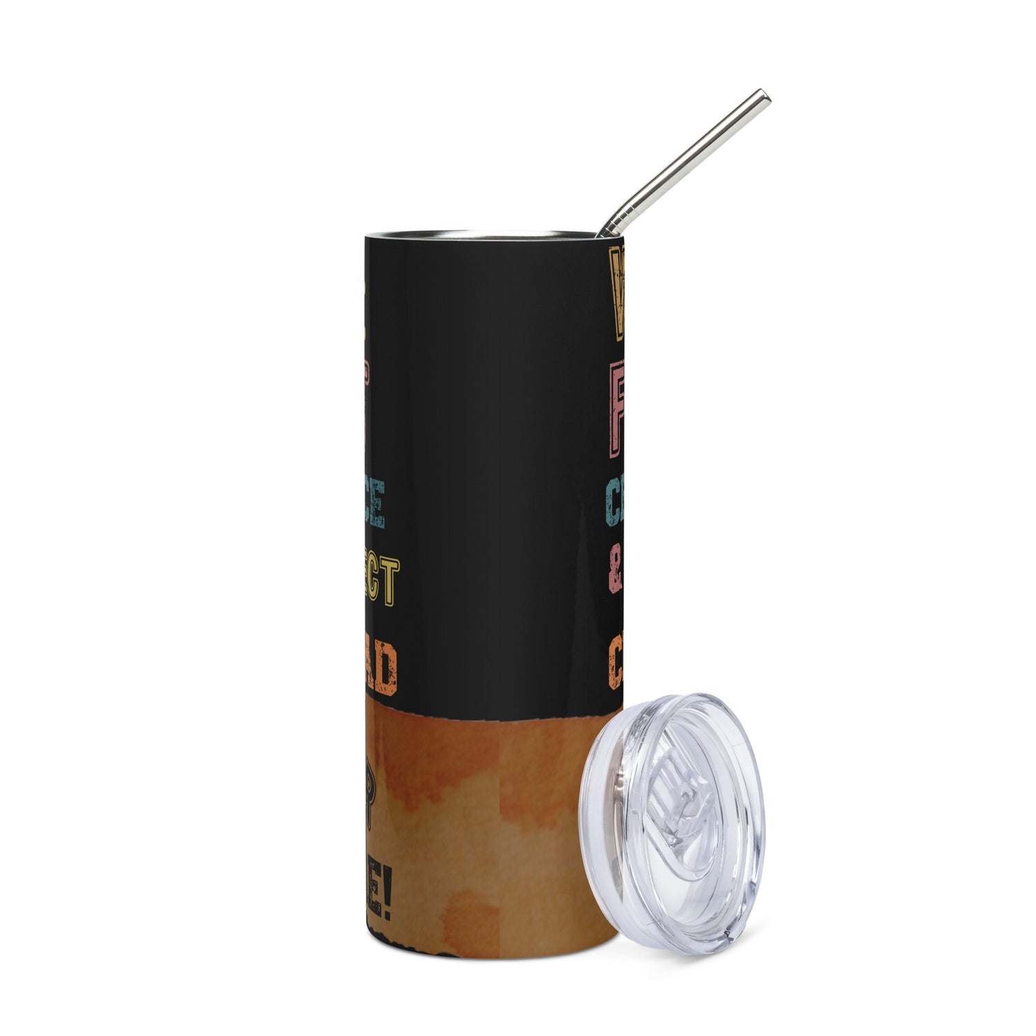 Warning: Voice Over: Reusable Stainless Steel Water Tumbler w/Straw