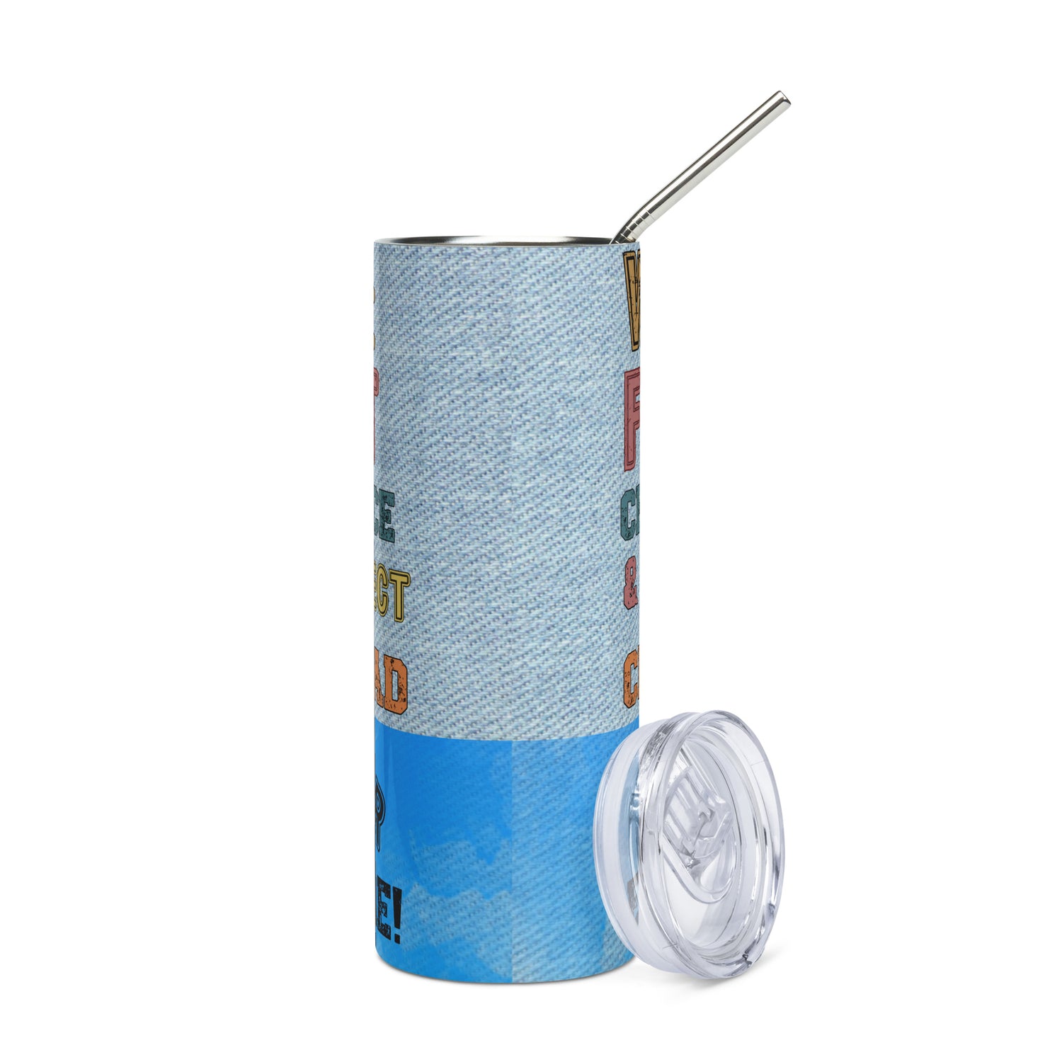 Warning: Voice Over: Reusable Stainless Steel Water Tumbler w/Straw