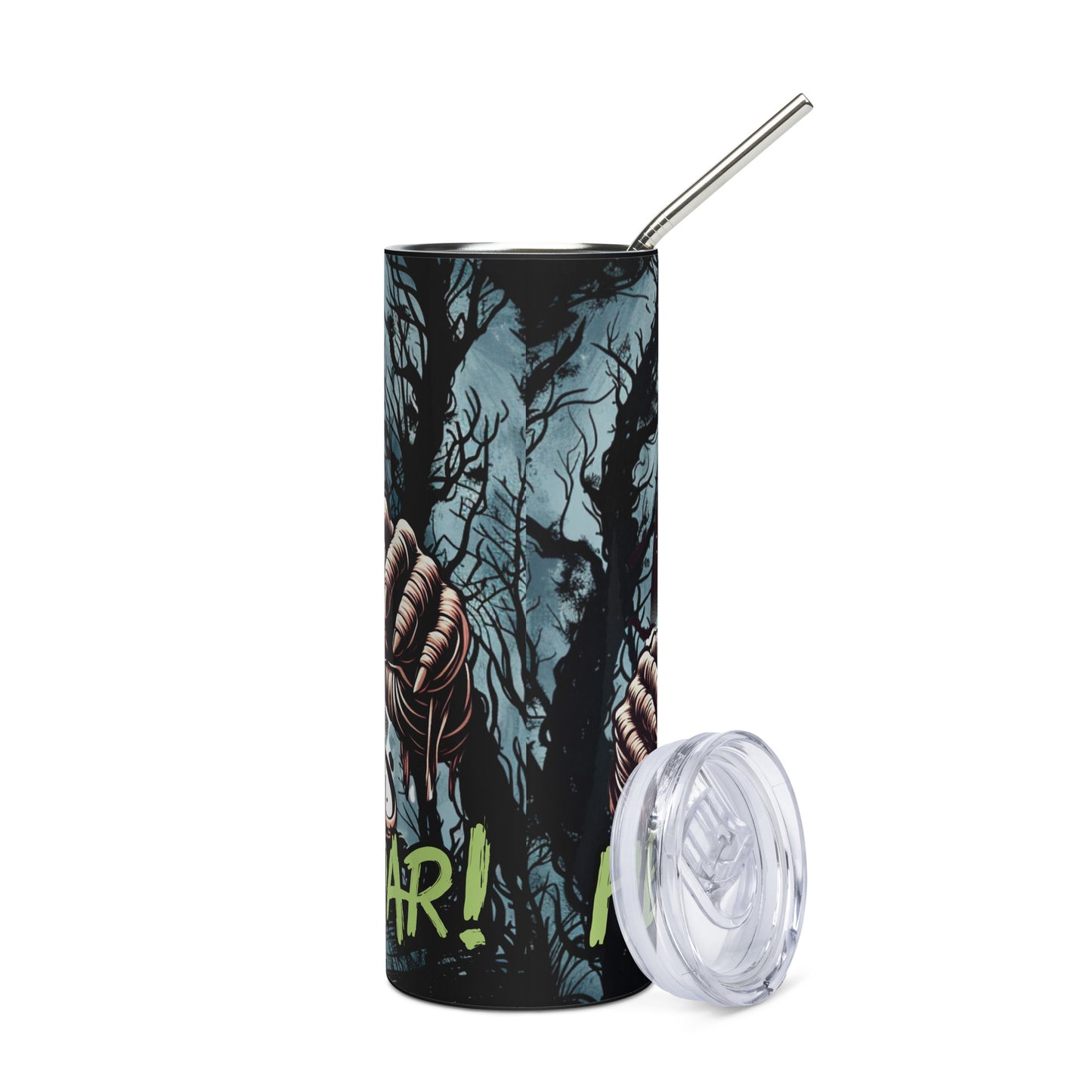 Halloween Mummy Hear Me Roar: Reusable Stainless Steel Water Tumbler w/Straw