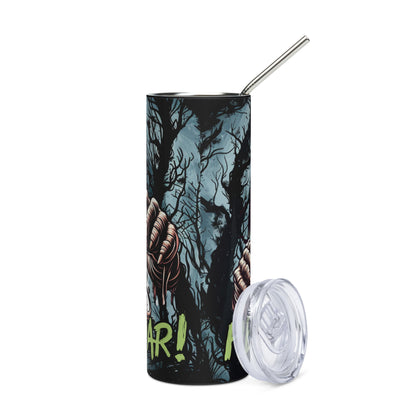Halloween Mummy Hear Me Roar: Reusable Stainless Steel Water Tumbler w/Straw
