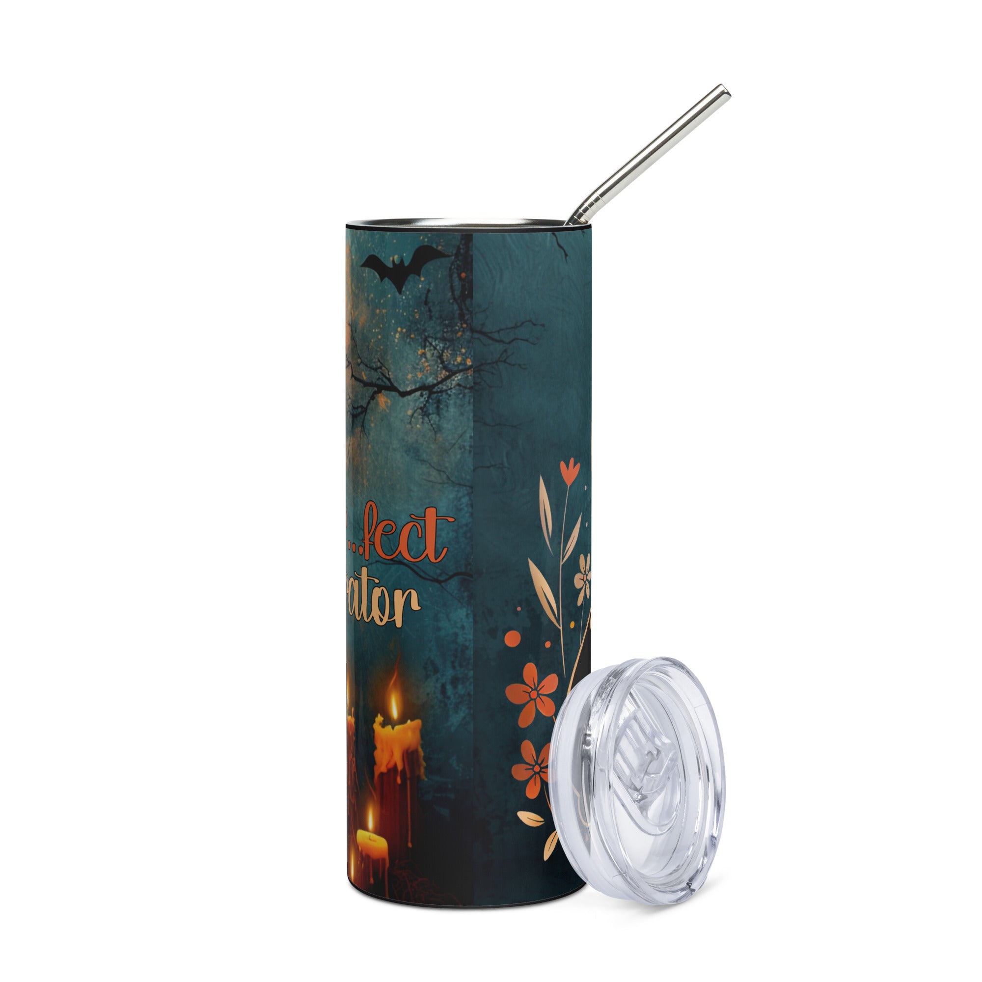 Halloween Purrr...fect Narrator: Reusable Stainless Steel Water Tumbler w/Straw