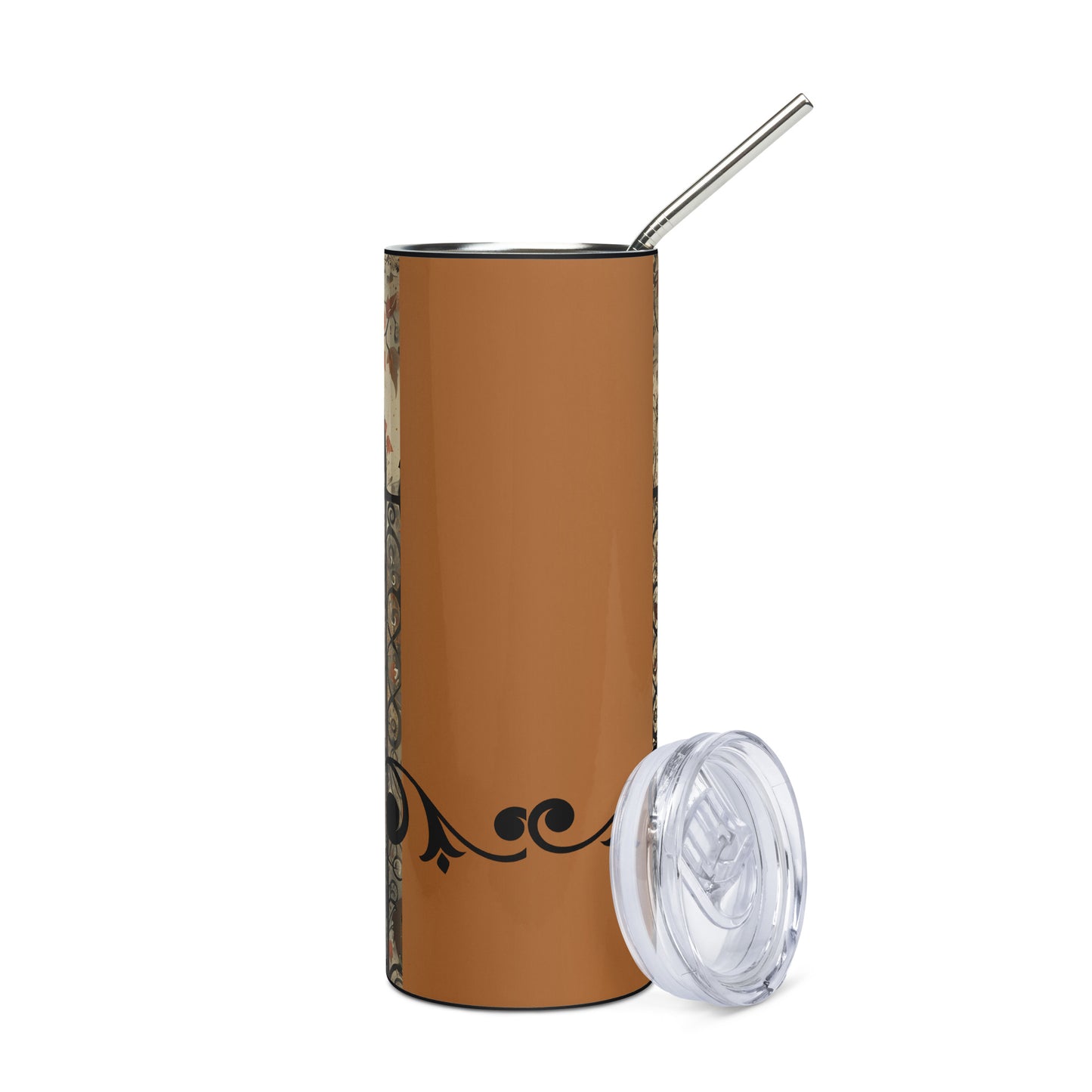 Halloween Black Cat Vintage: Reusable Stainless Steel Water Tumbler w/Straw