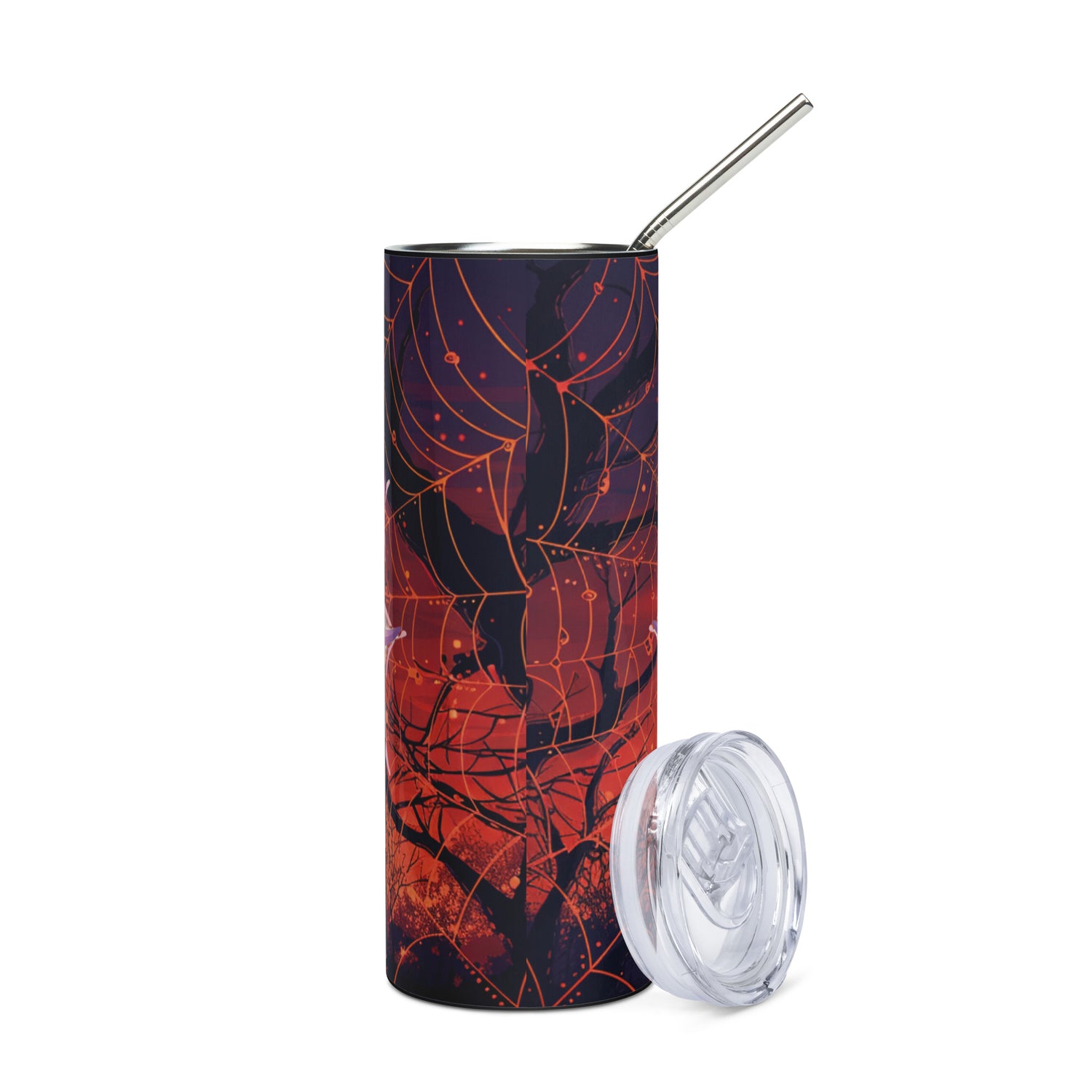 Halloween Spidey Sense Pink: Reusable Stainless Steel Water Tumbler w/Straw