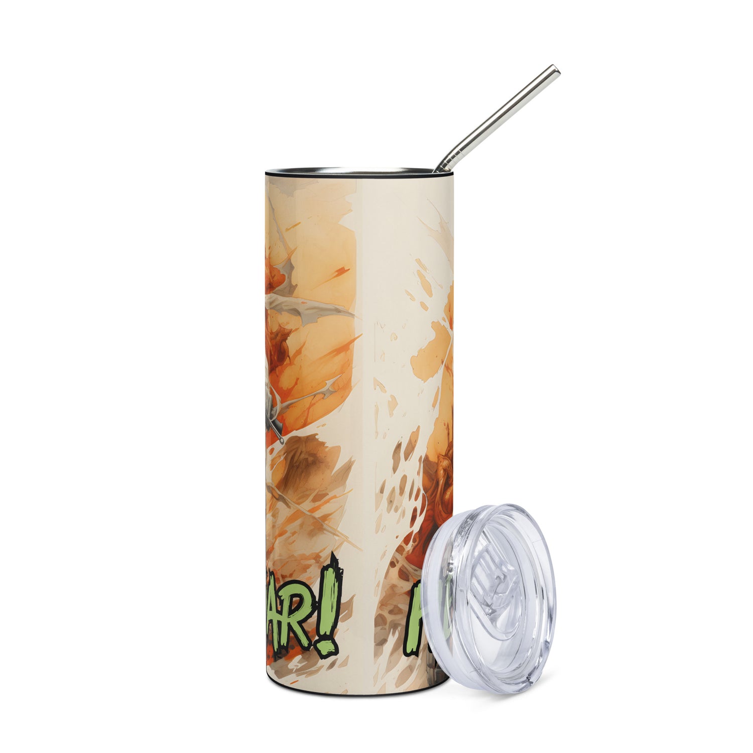 Halloween Mummy Motorcycle Hear Me Roar: Reusable Stainless Steel Water Tumbler w/Straw