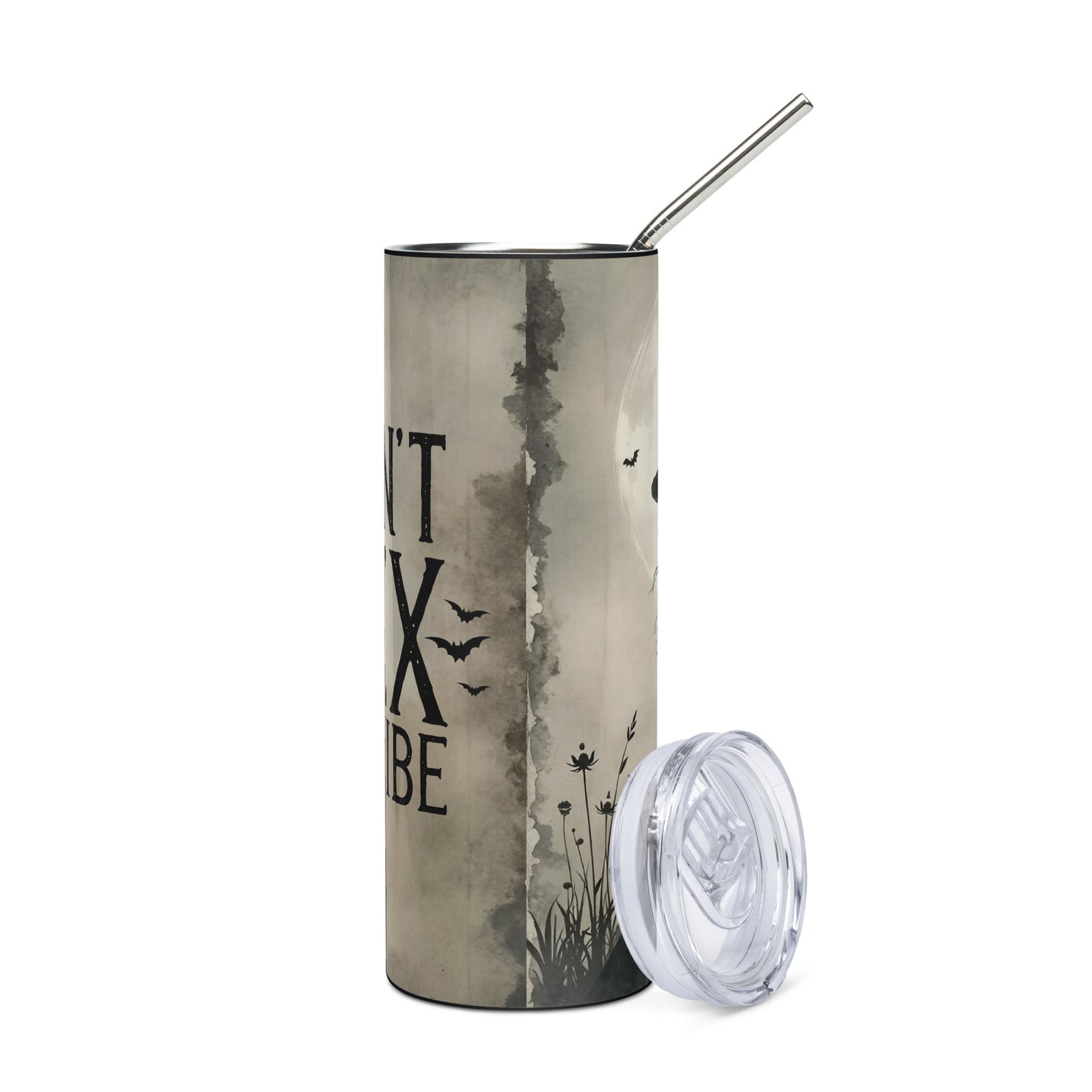 Halloween Witches Don't Hex My Vibe: Reusable Stainless Steel Water Tumbler w/Straw