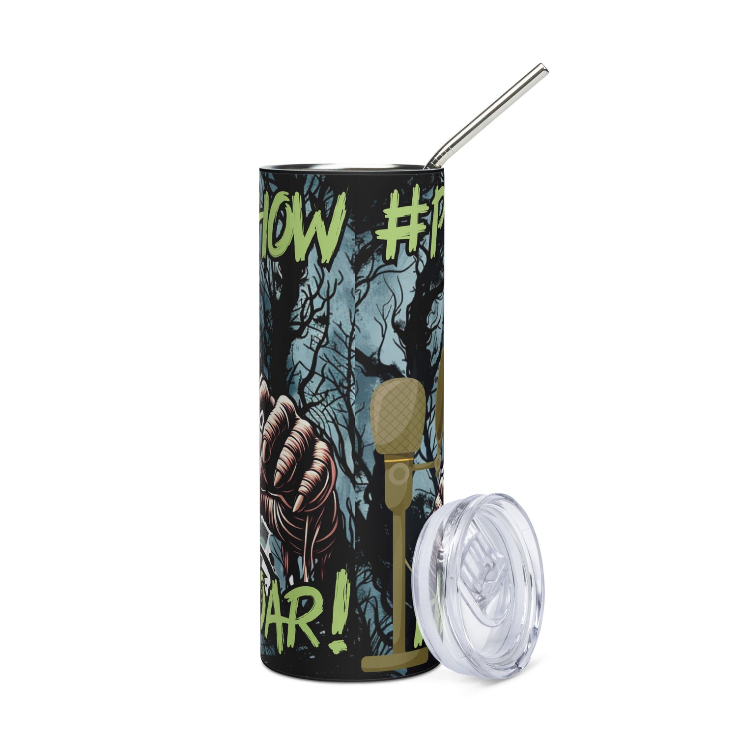 Halloween Podcast Show Hear Me Roar: Reusable Stainless Steel Water Tumbler w/Straw