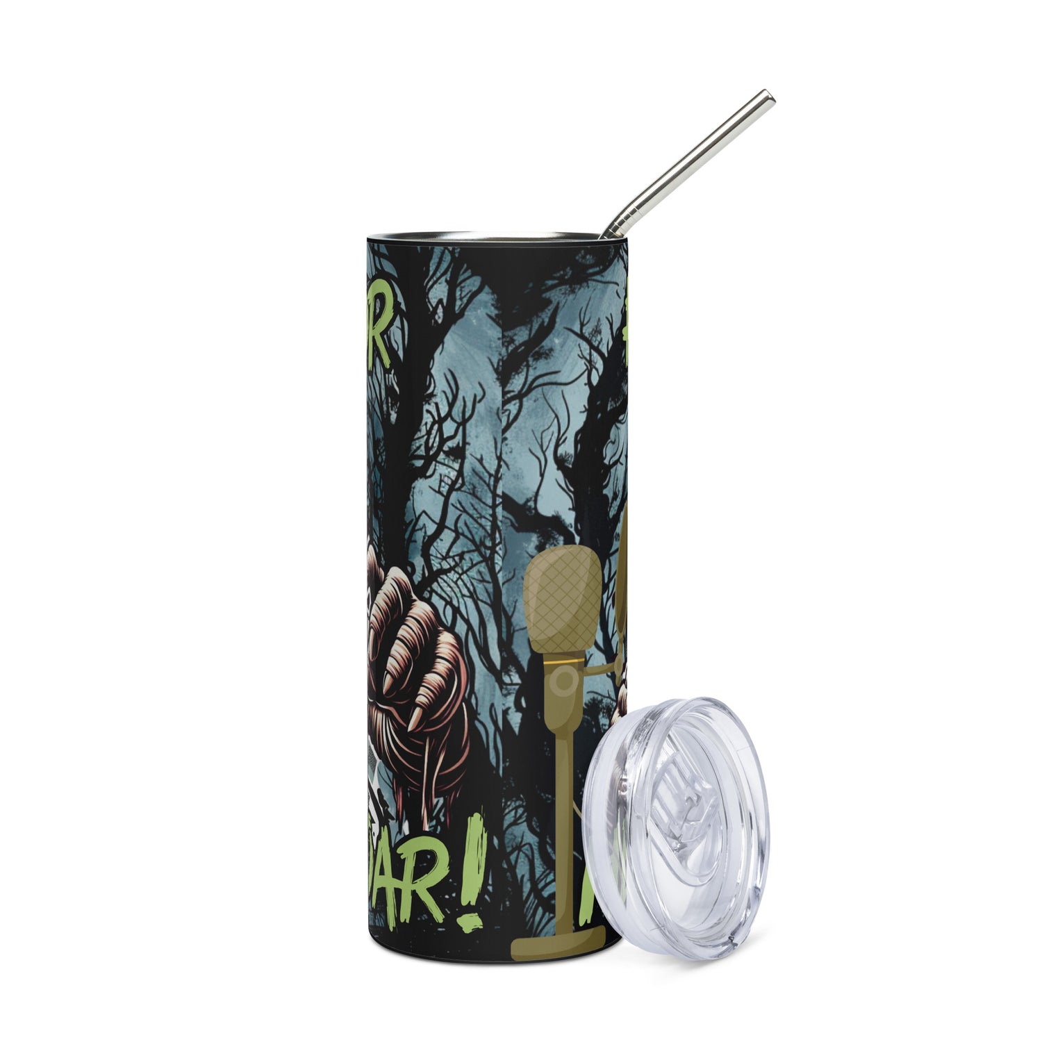 Halloween Narrator: Hear Me Roar: Reusable Stainless Steel Water Tumbler w/Straw