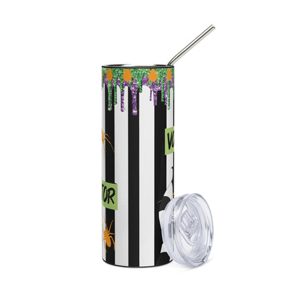 Halloween Bettlejuice Voice Actor: Reusable Stainless Steel Water Tumbler w/Straw