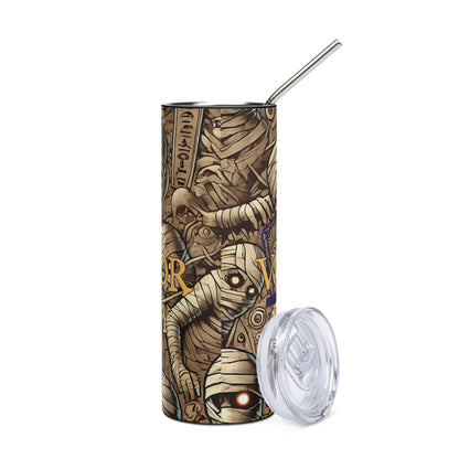 Halloween Mummy Voice Actor Wrap Party: Reusable Stainless Steel Water Tumbler w/Straw