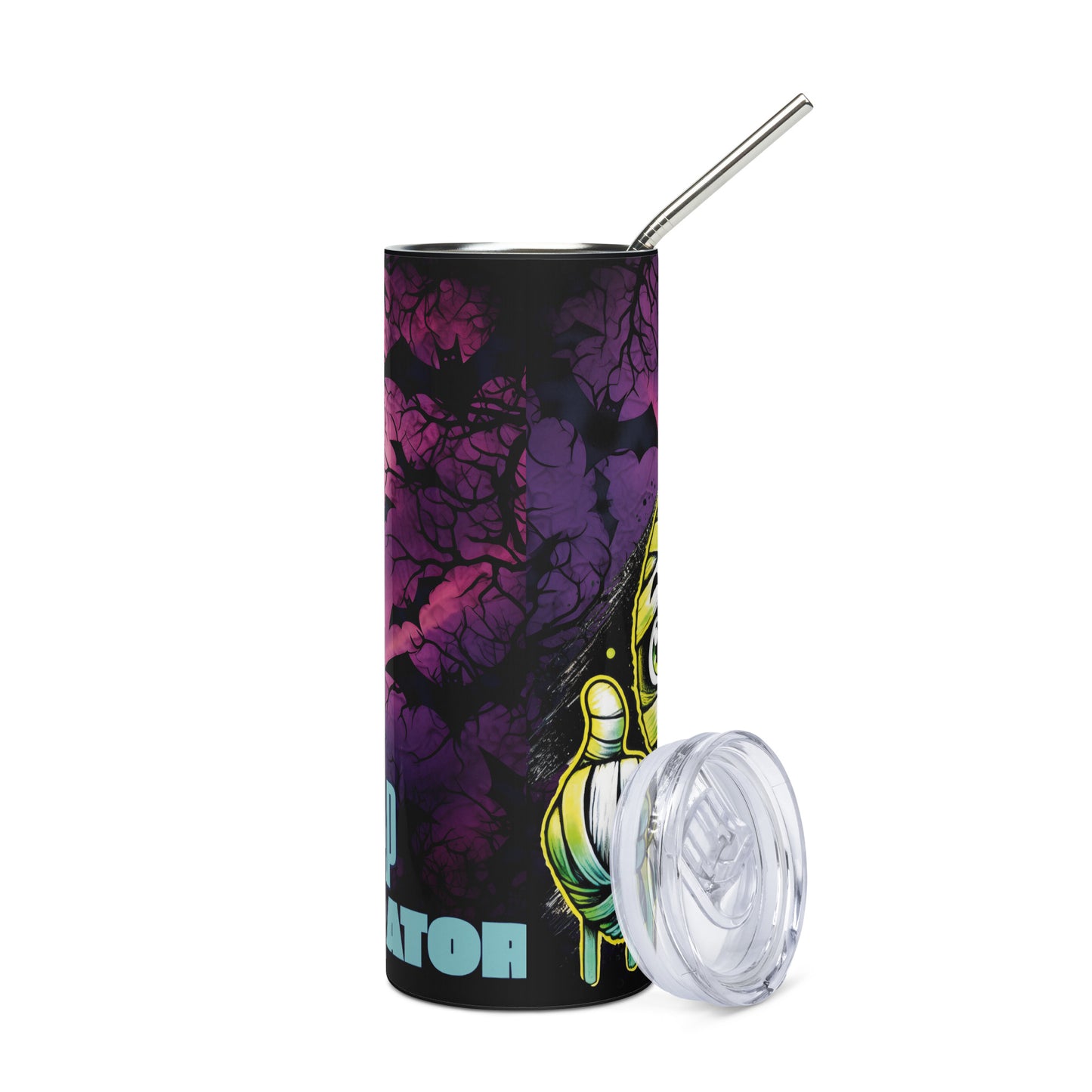 Halloween Mummy It's A Wrap: Narrator: Reusable Stainless Steel Water Tumbler w/Straw