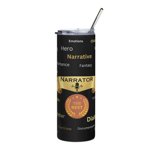 Narrator World's Best: Reusable Stainless Steel Tumbler w/Straw