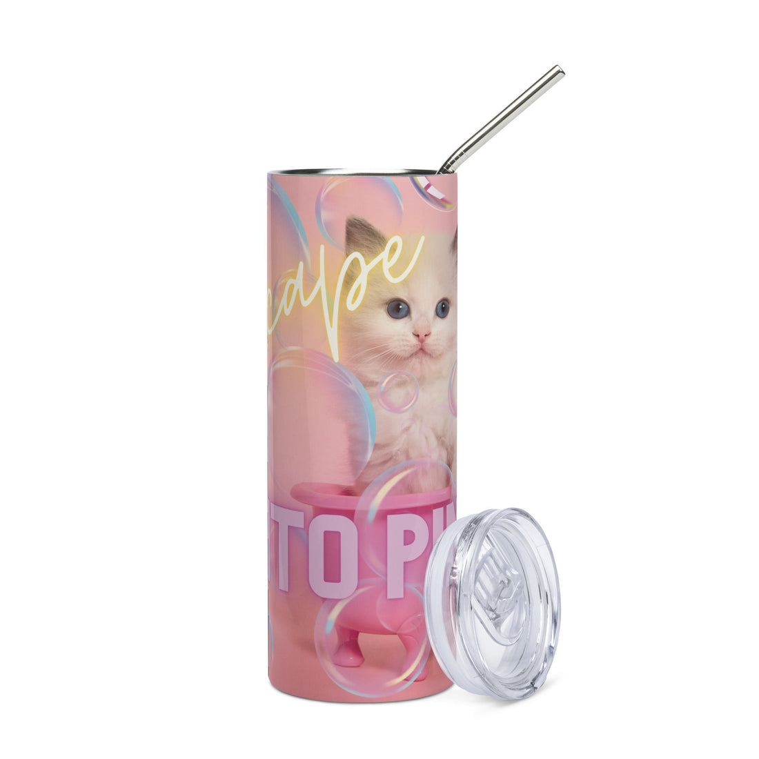 Kitty Bubble Style Classic Stainless Steel Tumbler