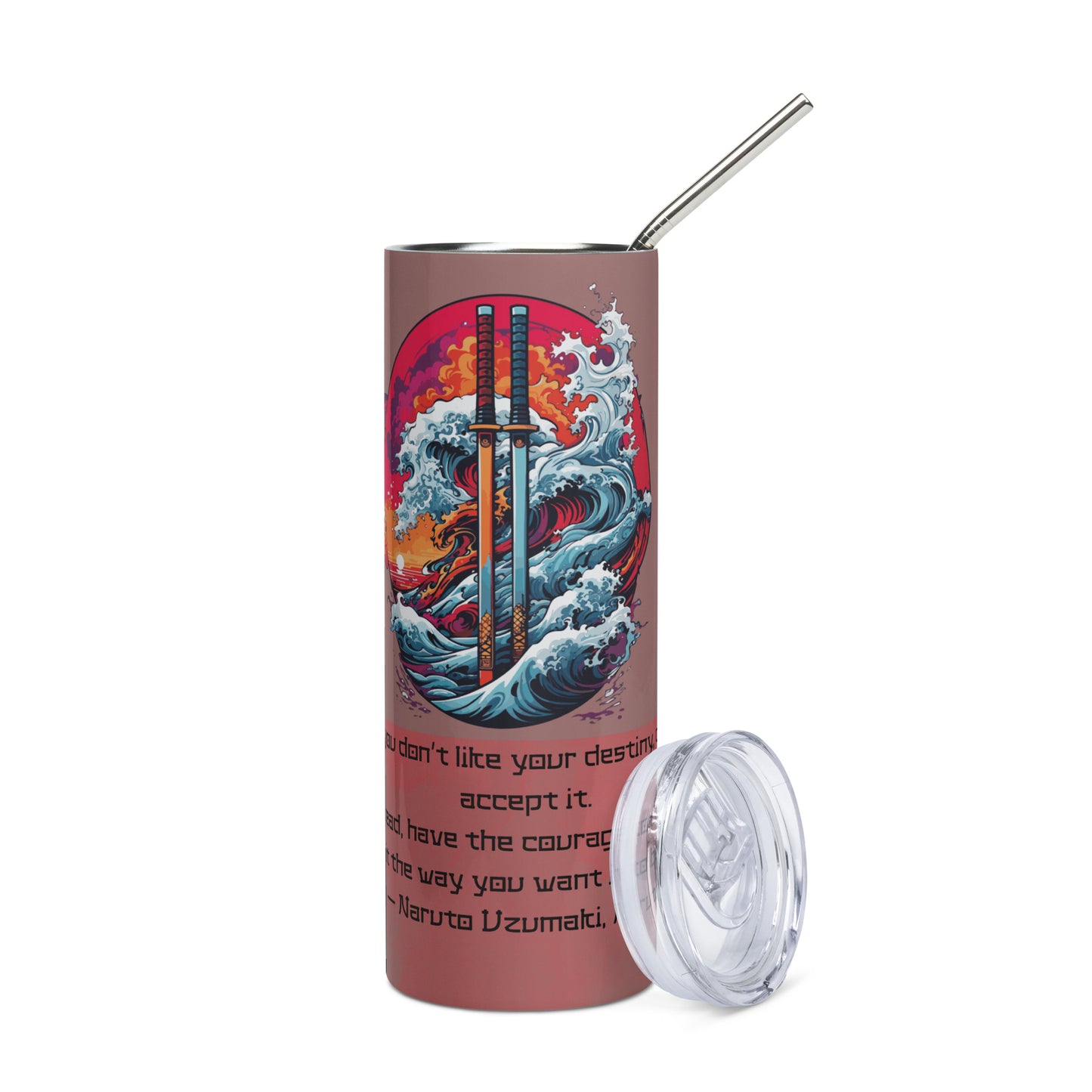 Anime Voice Over Quote: Reusable Stainless Steel Water Tumbler w/Straw