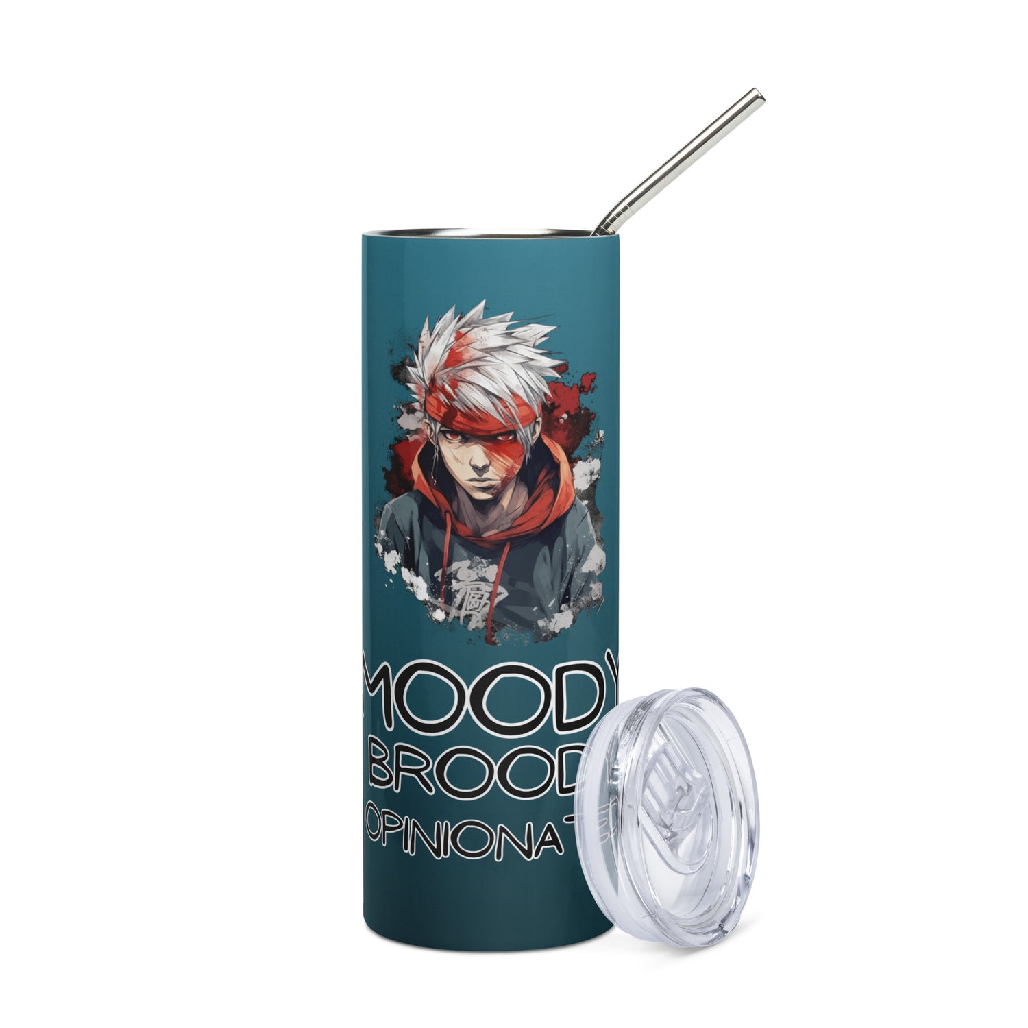 Anime Voice Over: Moody Broody: Reusable Stainless Steel Water Tumbler w/Straw