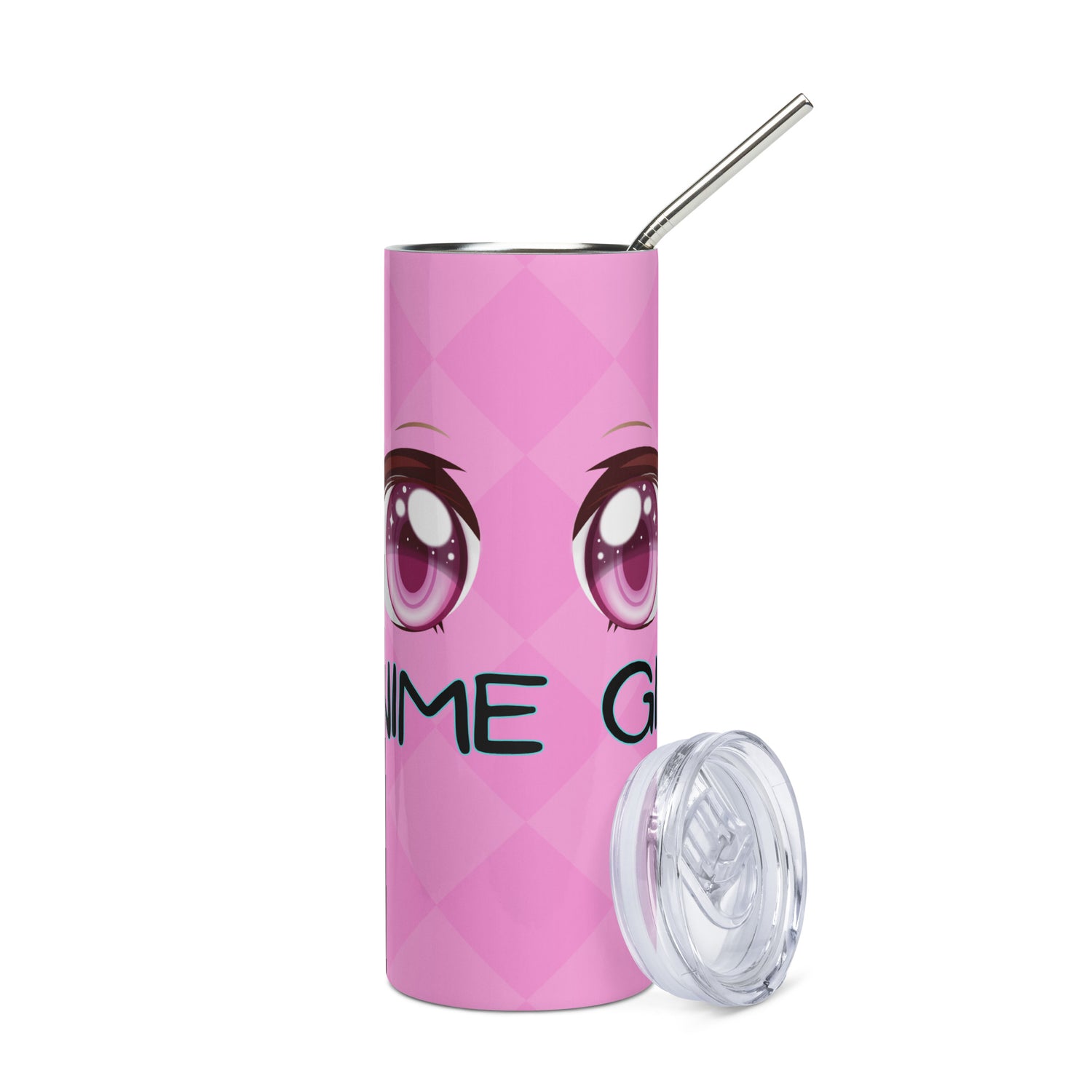 Anime Voice Over Girl: Eyes: Reusable Stainless Steel Water Tumbler w/Straw