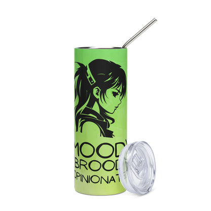 Anime Voice Over: Moody Broody: Reusable Stainless Steel Water Tumbler w/Straw