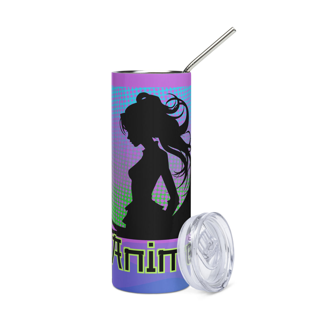 Anime Voice Over: Style: Reusable Stainless Steel Water Tumbler w/Straw