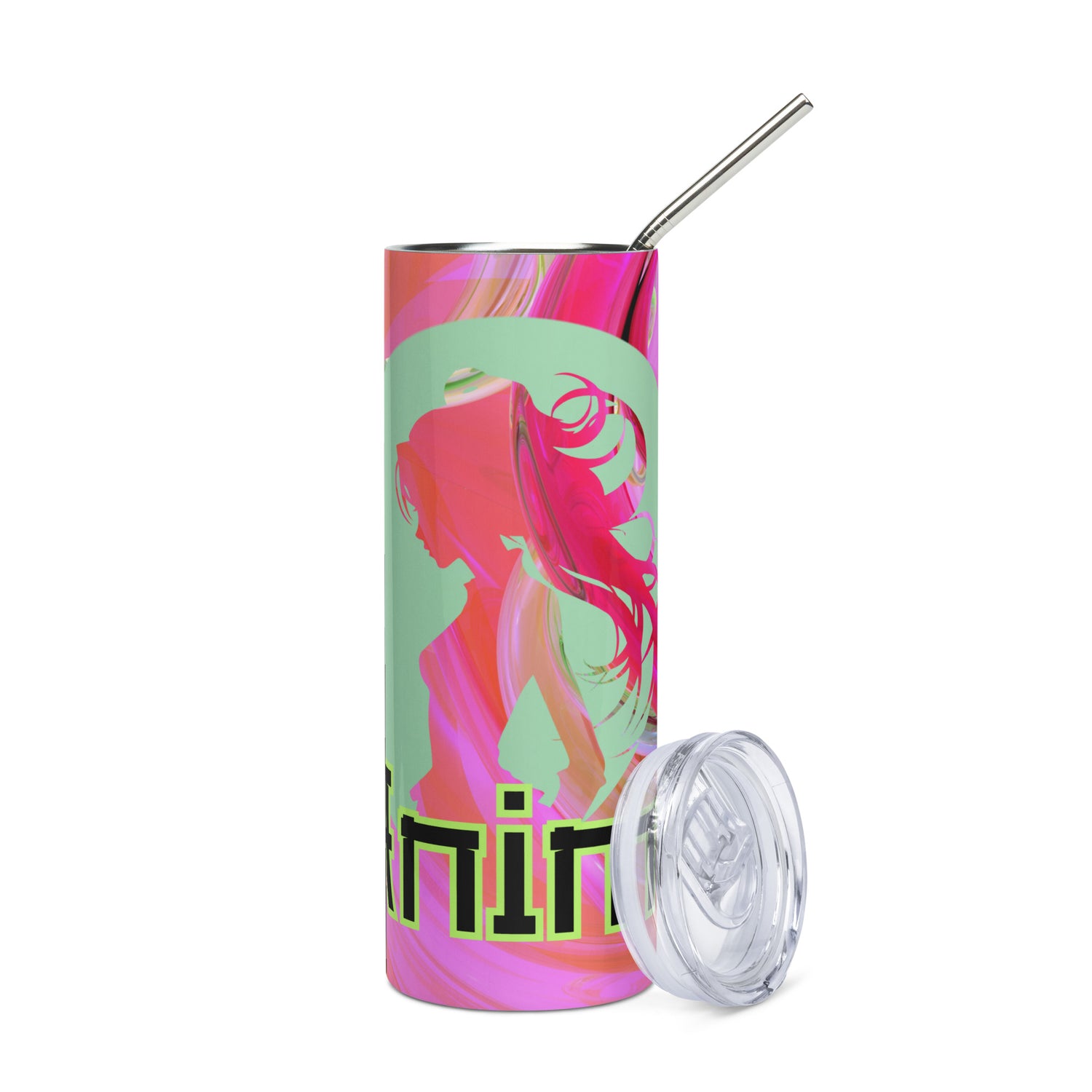 Anime Voice Over: Style: Reusable Stainless Steel Water Tumbler w/Straw