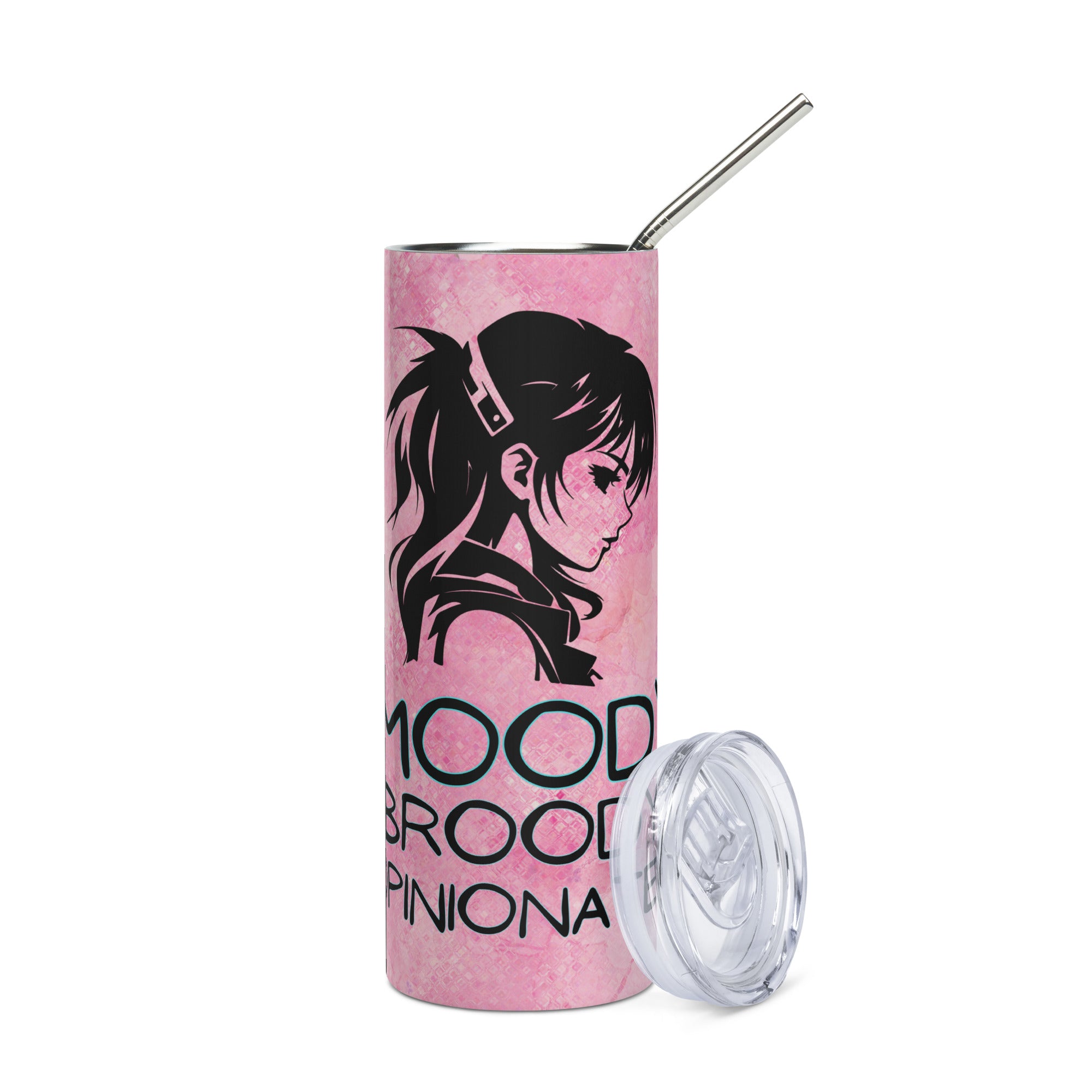 Anime Voice Over: Moody Broody: Reusable Stainless Steel Water Tumbler w/Straw