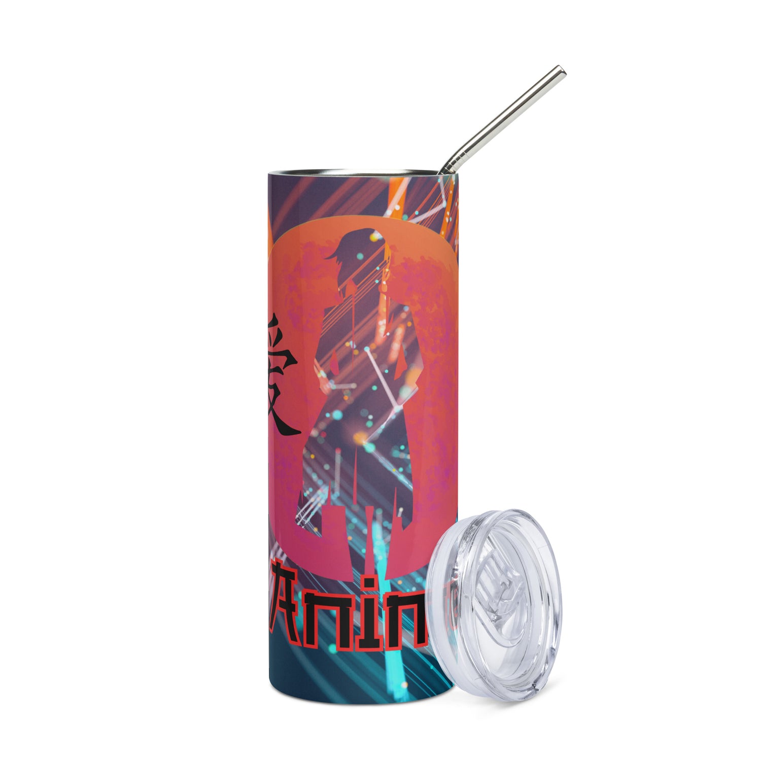 Anime Voice Over: Style: Reusable Stainless Steel Water Tumbler w/Straw