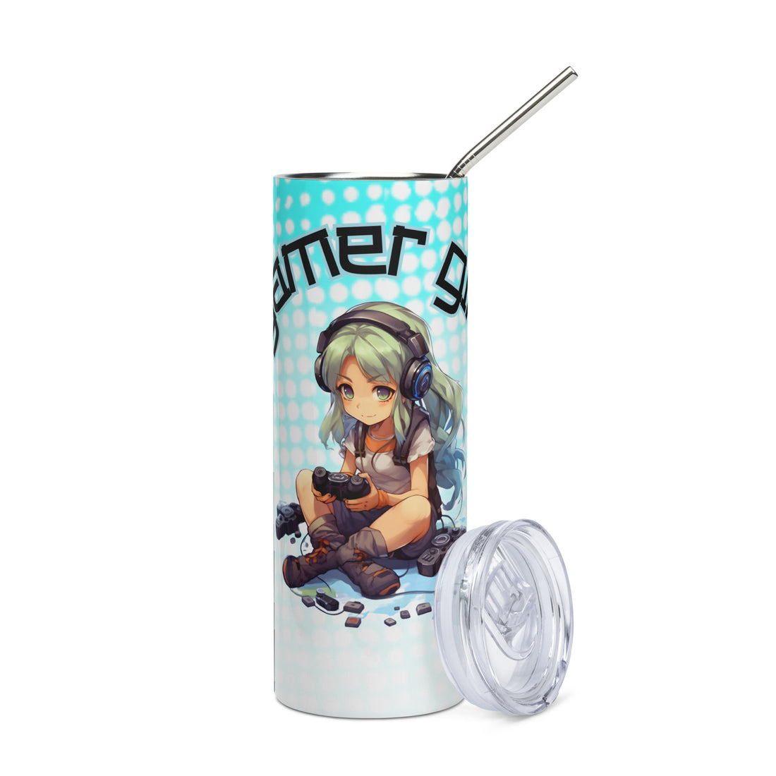 Gamer Girl: Reusable Stainless Steel Water Tumbler w/Straw