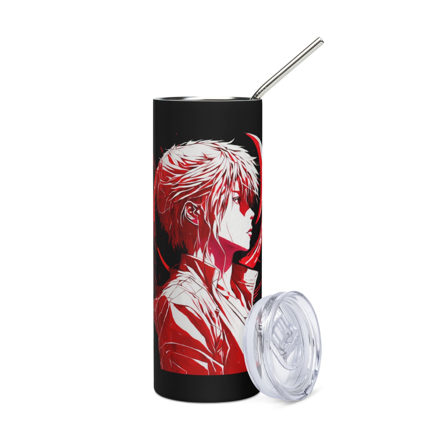 Anime Voice Over Red Moon: Reusable Stainless Steel Water Tumbler w/Straw