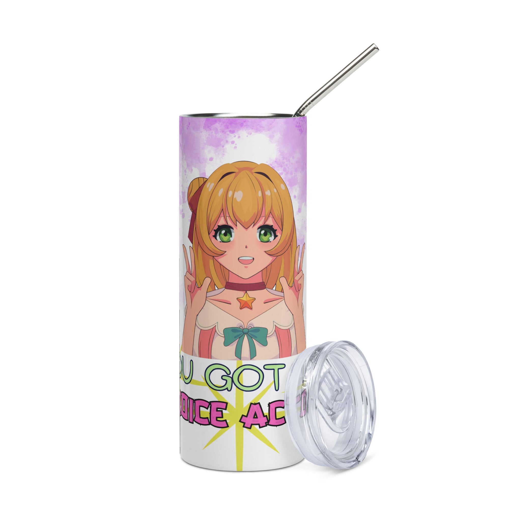 Anime Voice Over Motivational: Reusable Stainless Steel Water Tumbler w/Straw