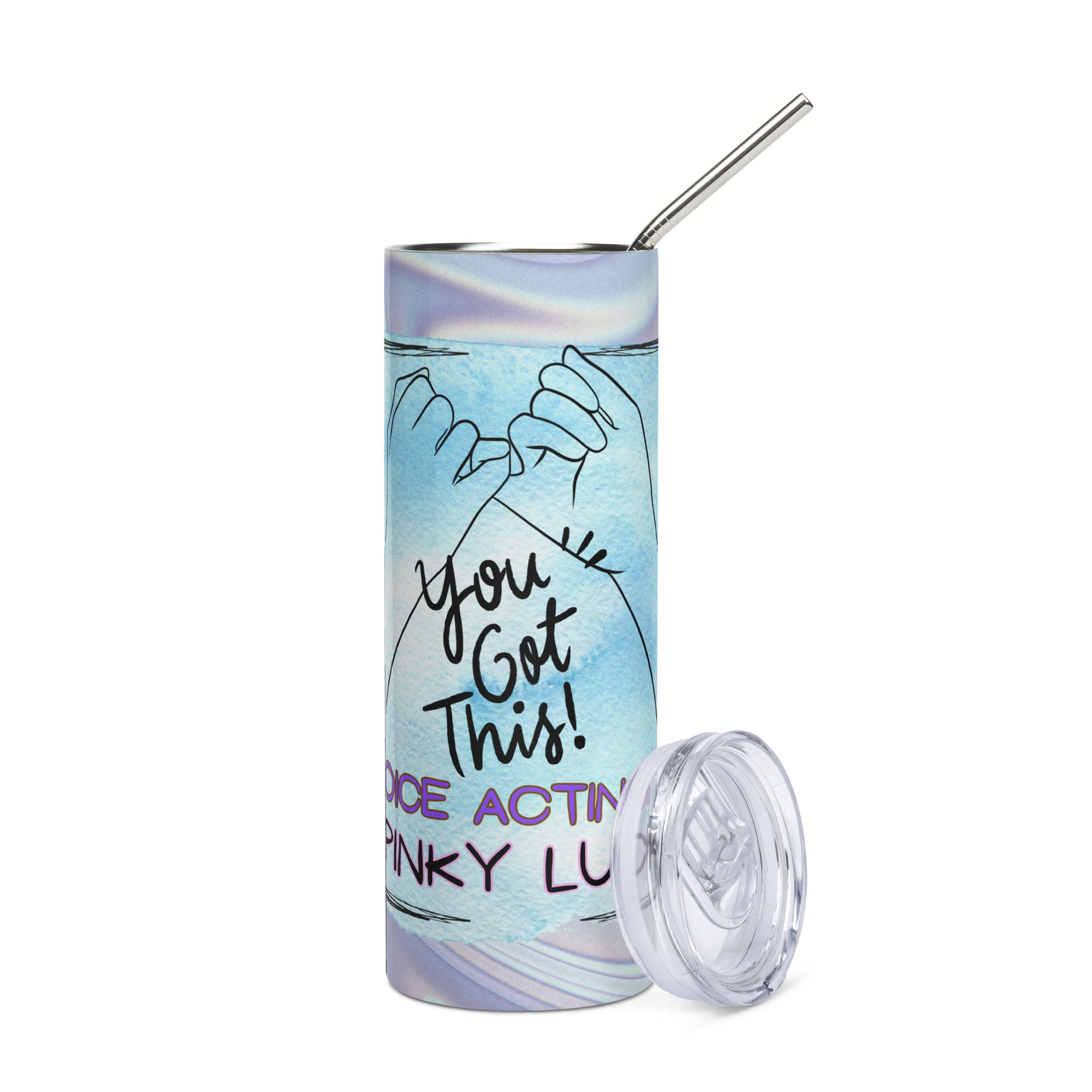 Pinky Luck Voice Over: Reusable Stainless Steel Water Tumbler w/Straw